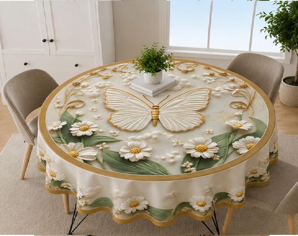 flipkart smartbuy Velvet 6 Seater Printed Table Cover-picture-10