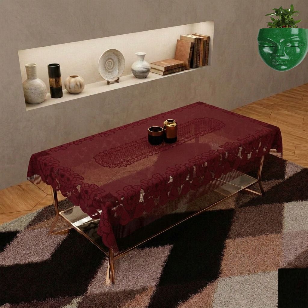 Cotton 4 Seater Self Design Table Cover-image-28