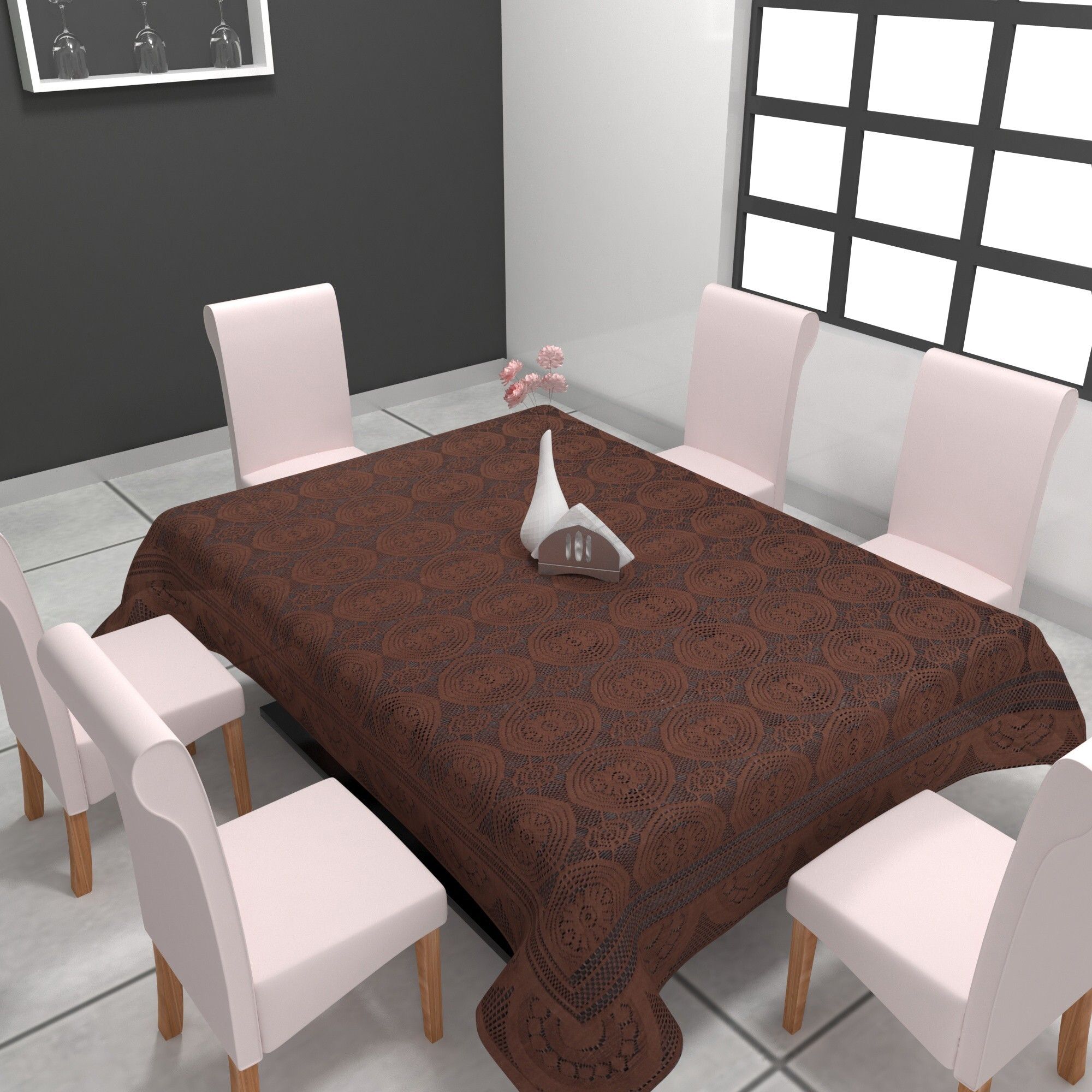 casa furnishing Polyester 6 Seater Solid Table Cover-picture-11