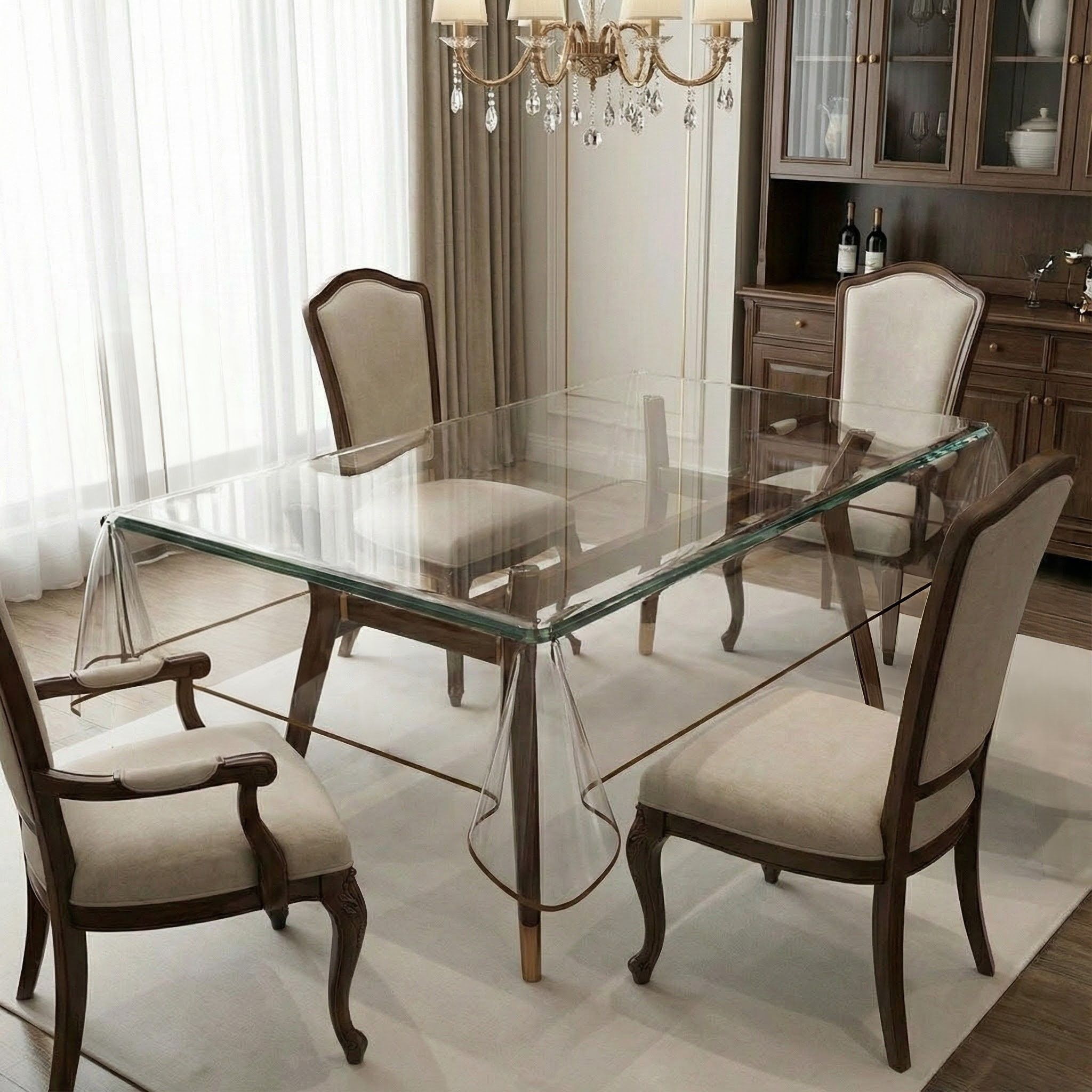 zyraan decor PVC 4 Seater Solid Table Cover-picture-12