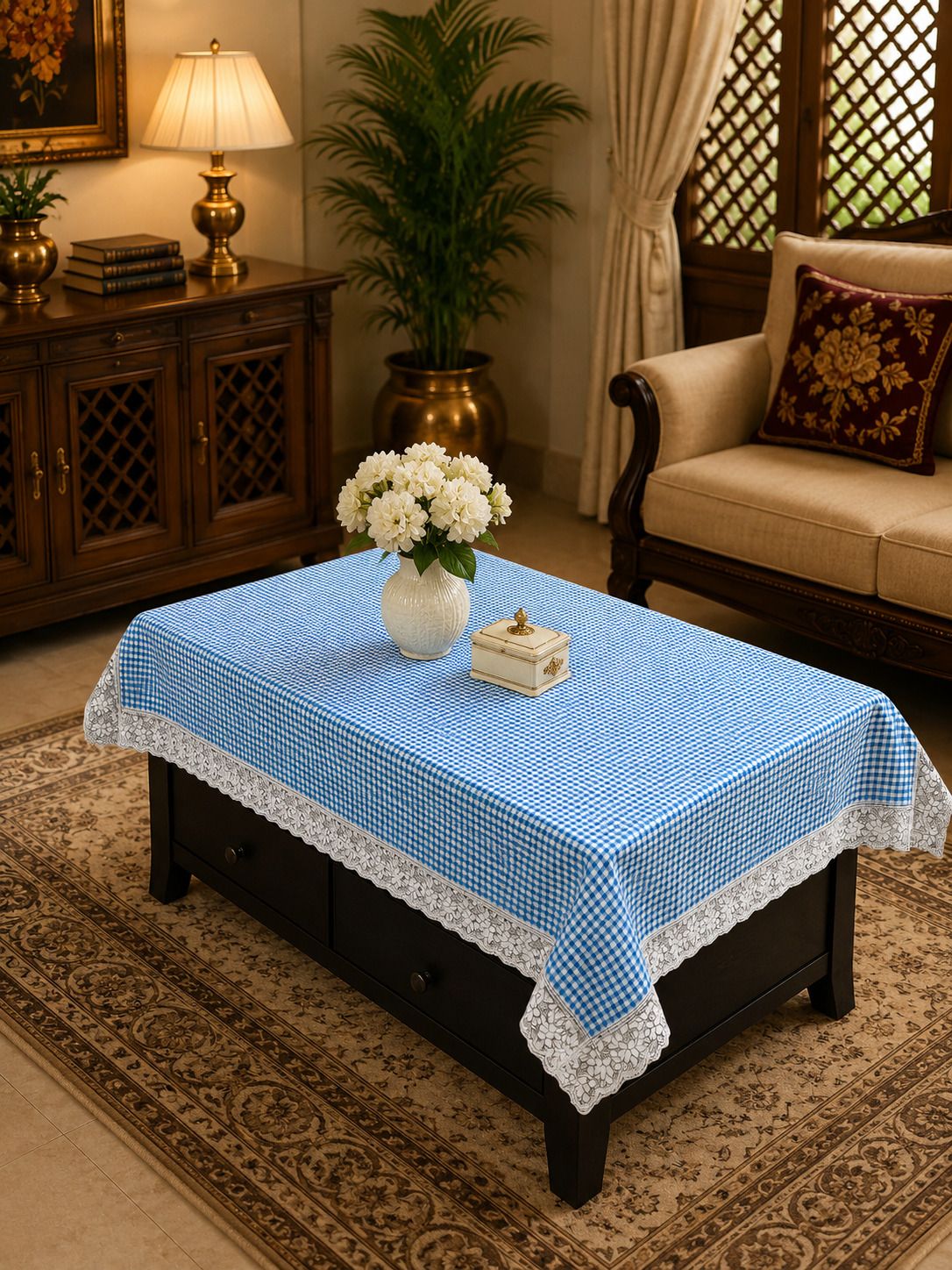 vj retails PVC, Plastic, Polyester 4 Seater Printed Table Cover-picture-39