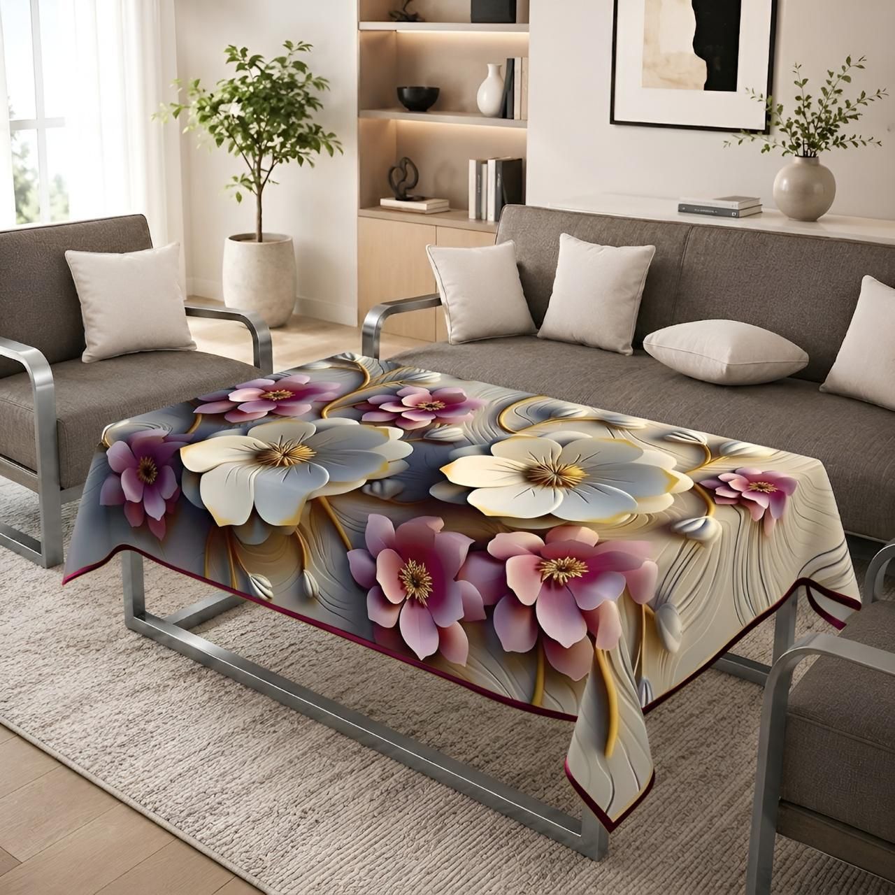 ruhani feb PVC 4 Seater Floral Table Cover-picture-16