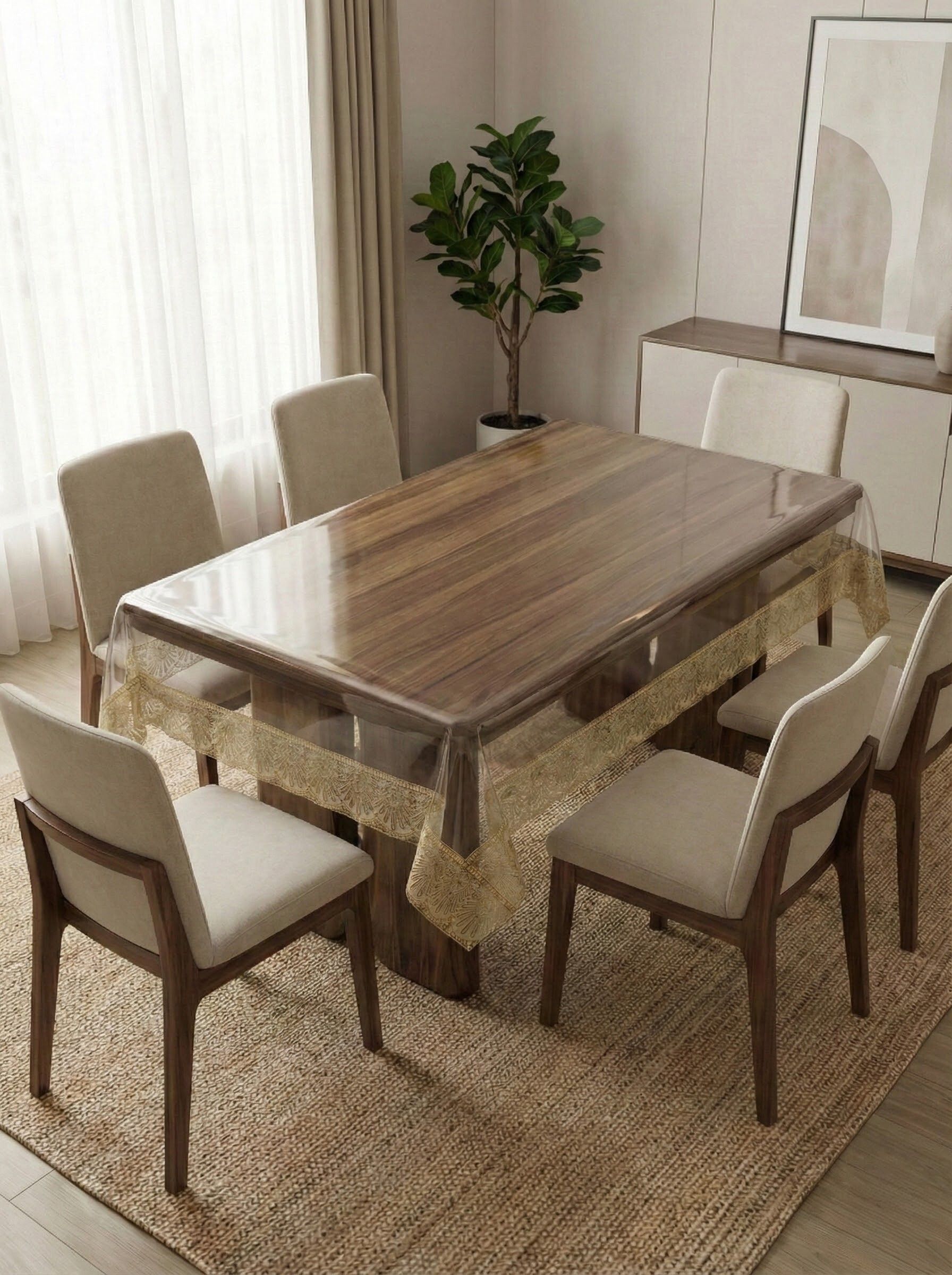 zyraan decor PVC 6 Seater Solid Table Cover-picture-10