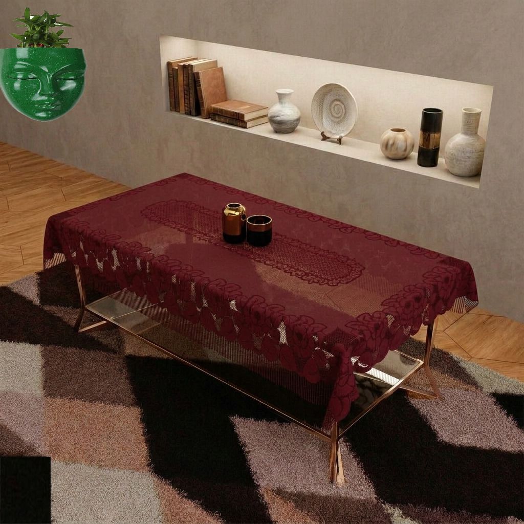 Cotton 4 Seater Self Design Table Cover-image-25