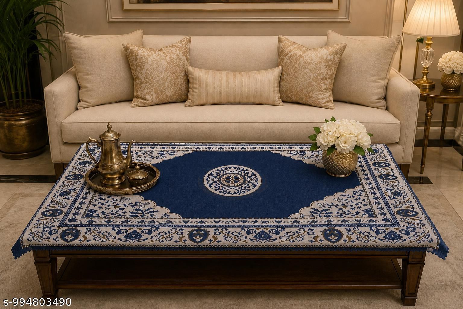 Velvet 4 Seater Printed Table Cover-image-30