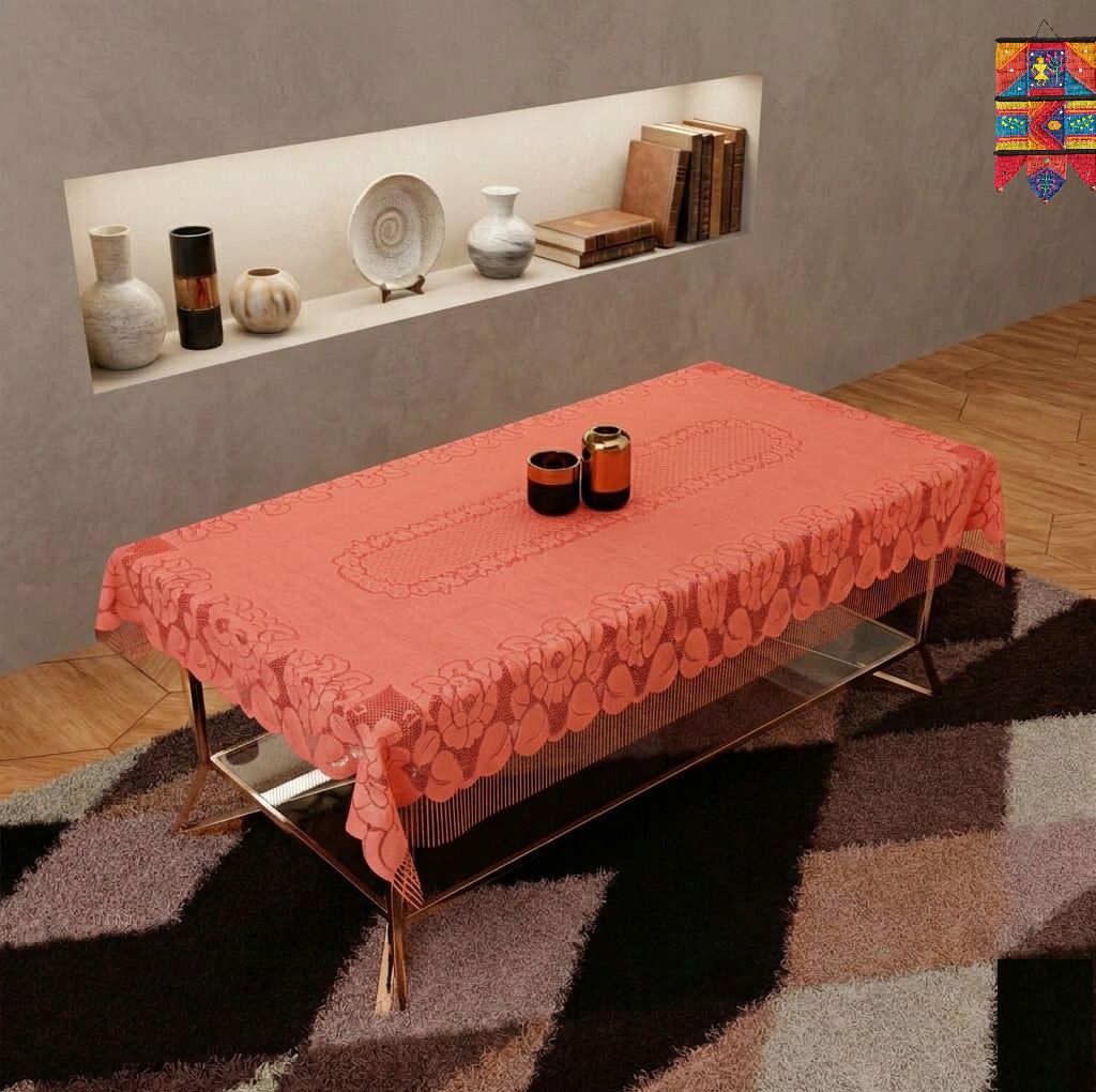 Cotton 4 Seater Self Design Table Cover-image-33