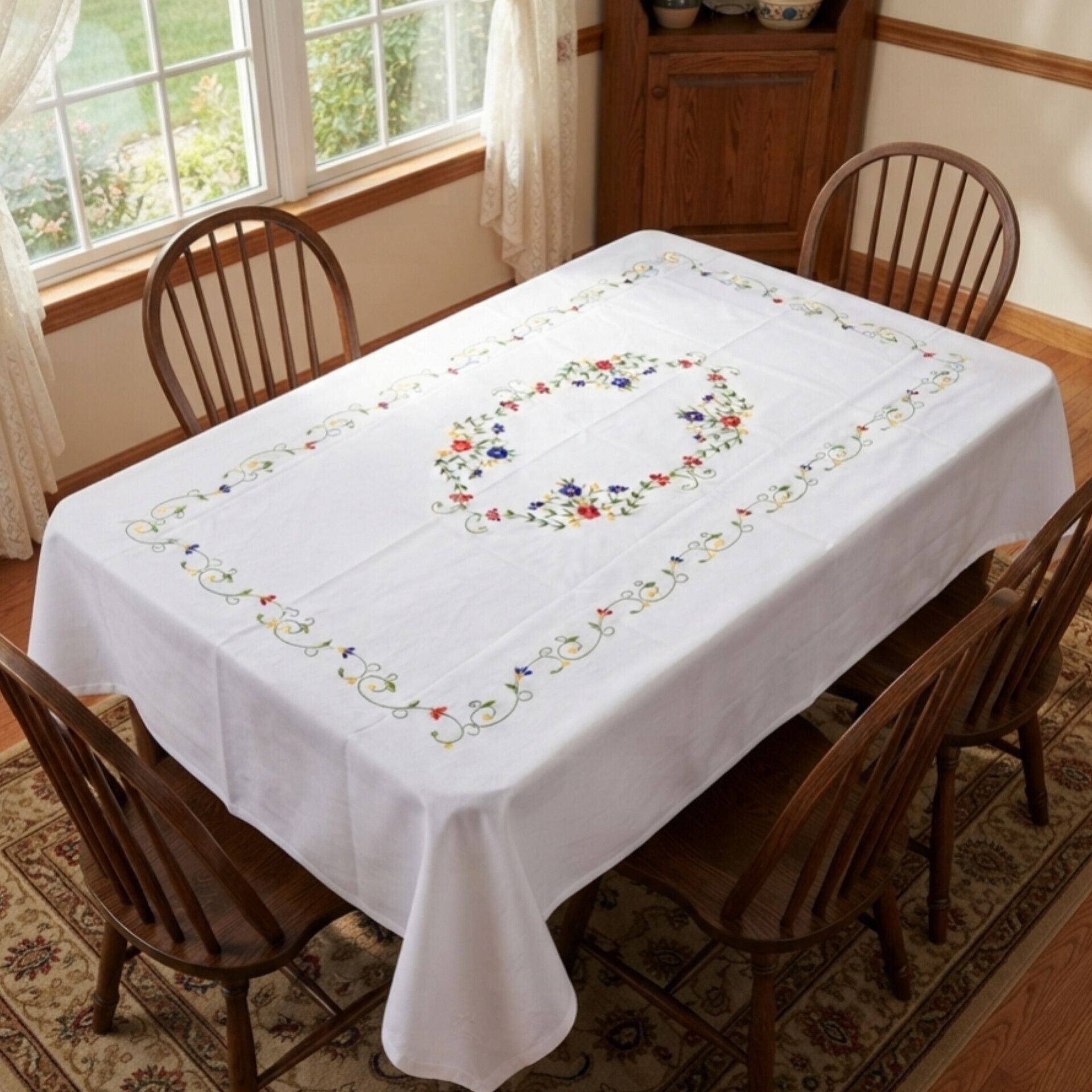 arsha chikankari Cotton 4 Seater Embroidered Table Cover-picture-11