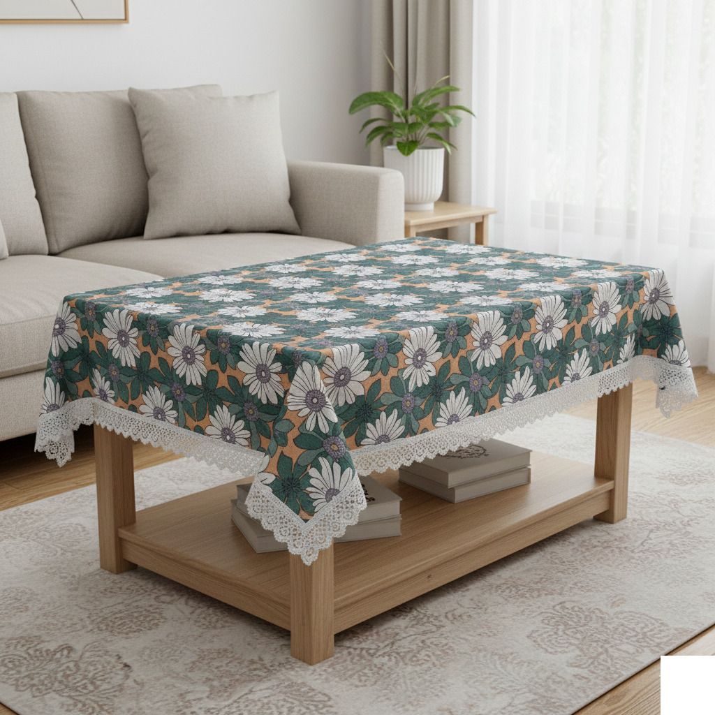 casa furnishing Polyester, Cotton 4 Seater Printed, Floral Table Cover-picture-25