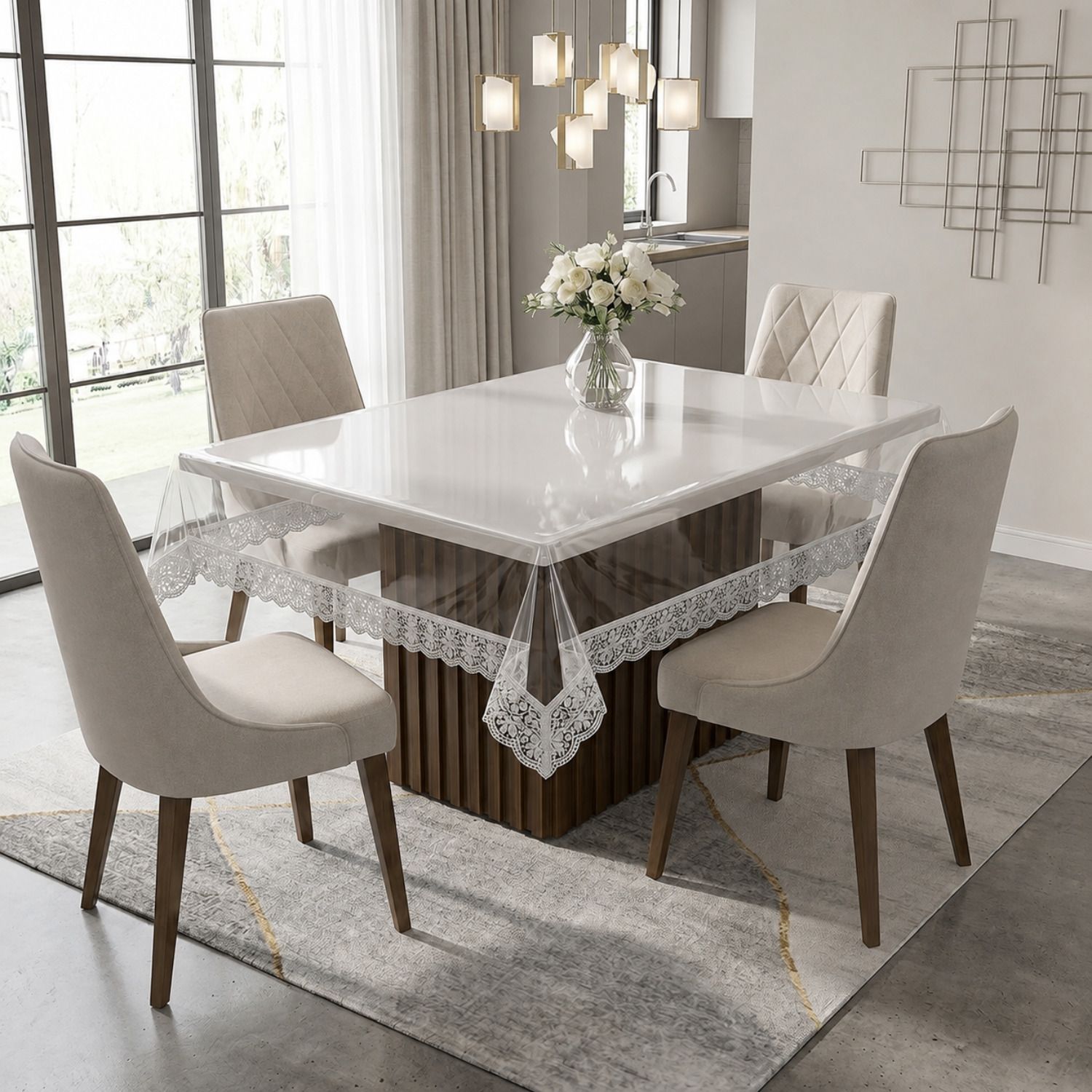 gharvera PVC 4 Seater Solid Table Cover-picture-0