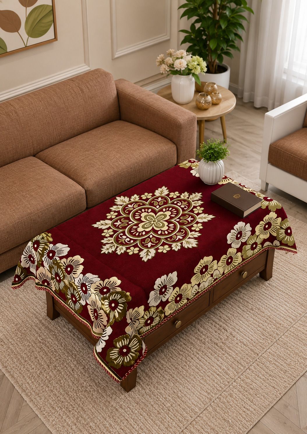 vitanenterprises Polyester 4 Seater Crocheted Table Cover-picture-20