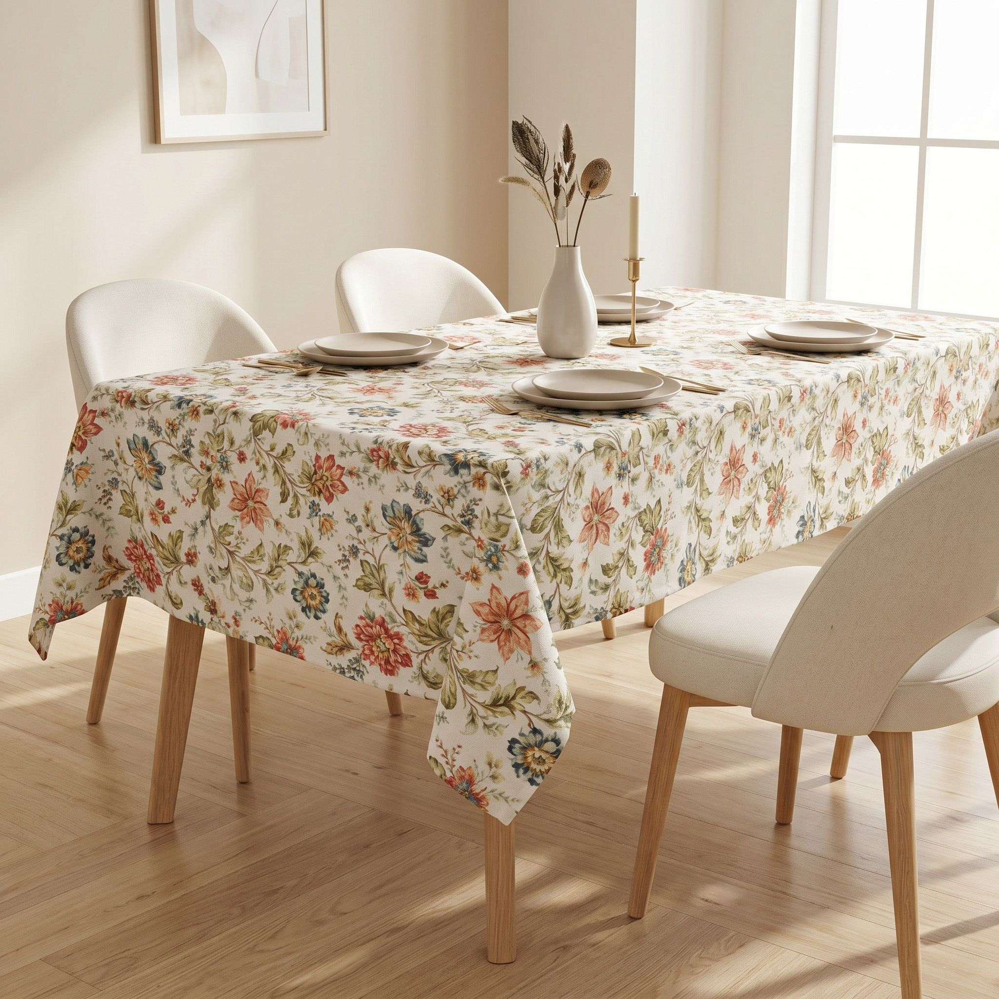 rhome Polyester 4 Seater Floral Table Cover-picture-45
