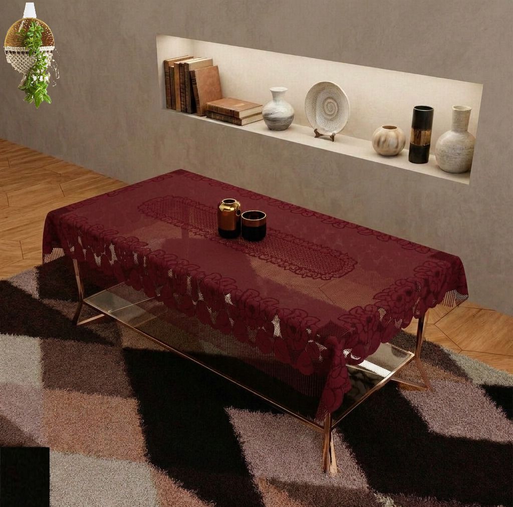 Cotton 4 Seater Self Design Table Cover-image-32