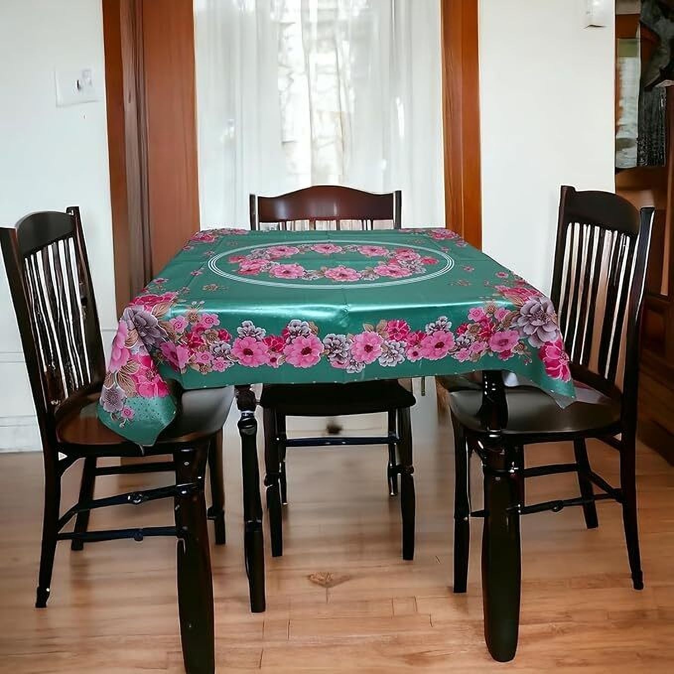 Polyester 4 Seater Floral Table Cover-image-17