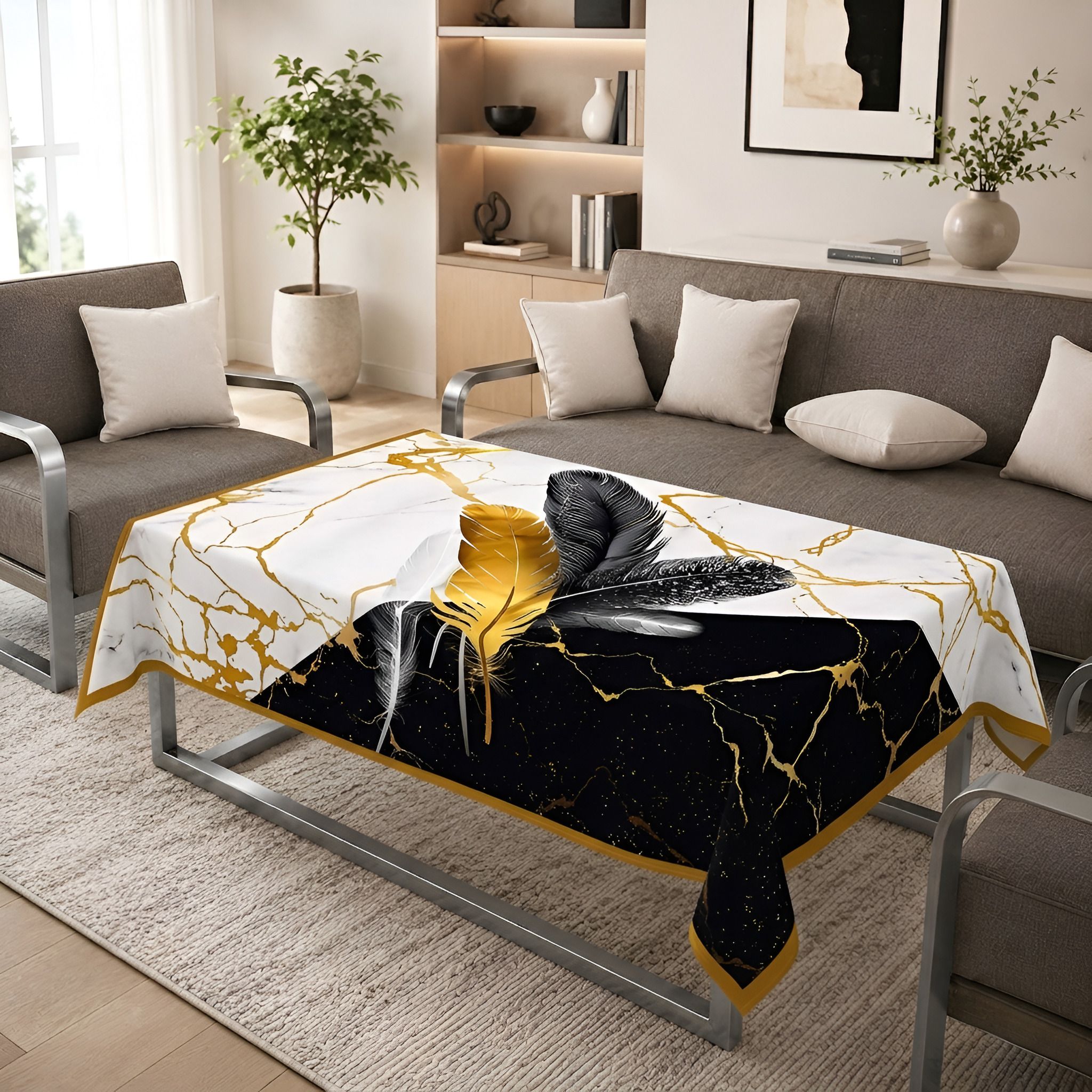 Velvet 4 Seater Floral, Printed Table Cover-image-28