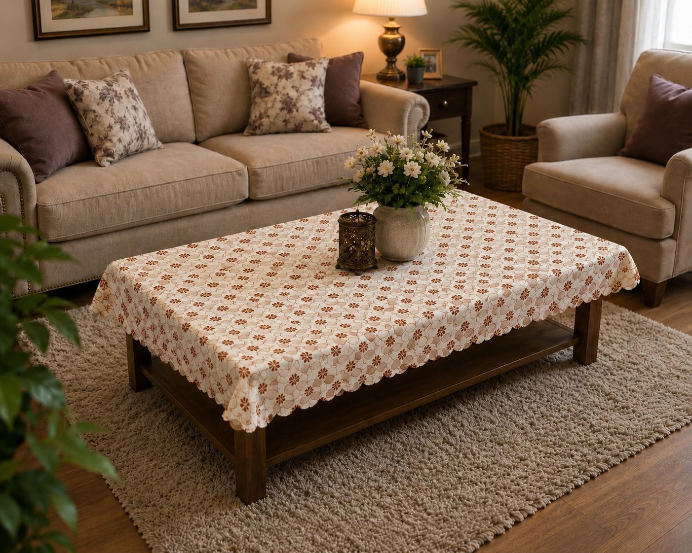 the vyaparis PVC 4 Seater Floral Table Cover-picture-3