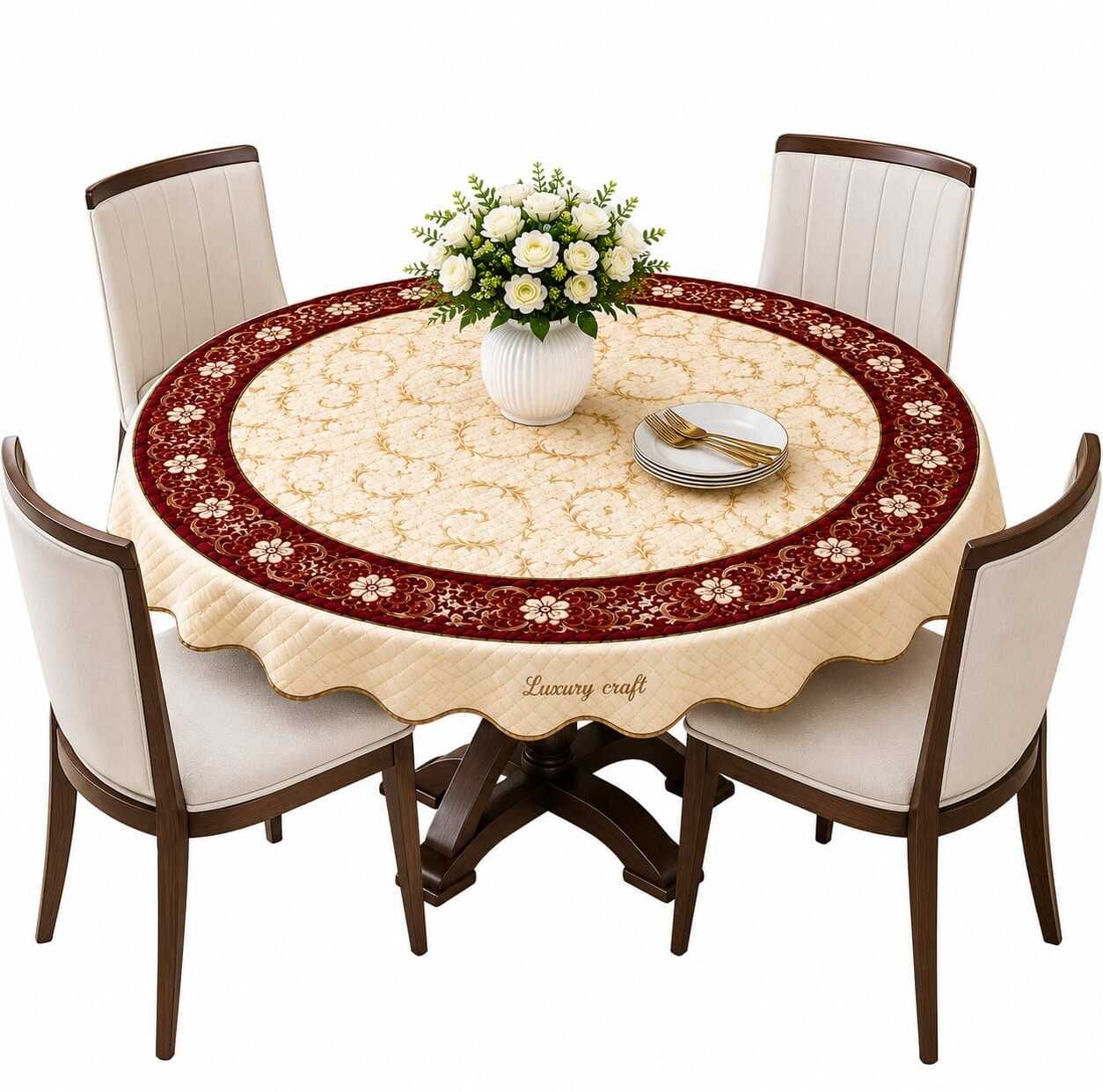 Velvet 6 Seater Printed Table Cover-image-6