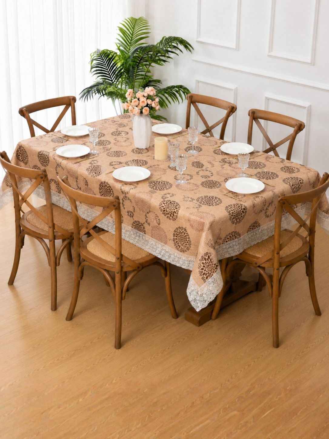 zyraan decor PVC 6 Seater Floral Table Cover-picture-4