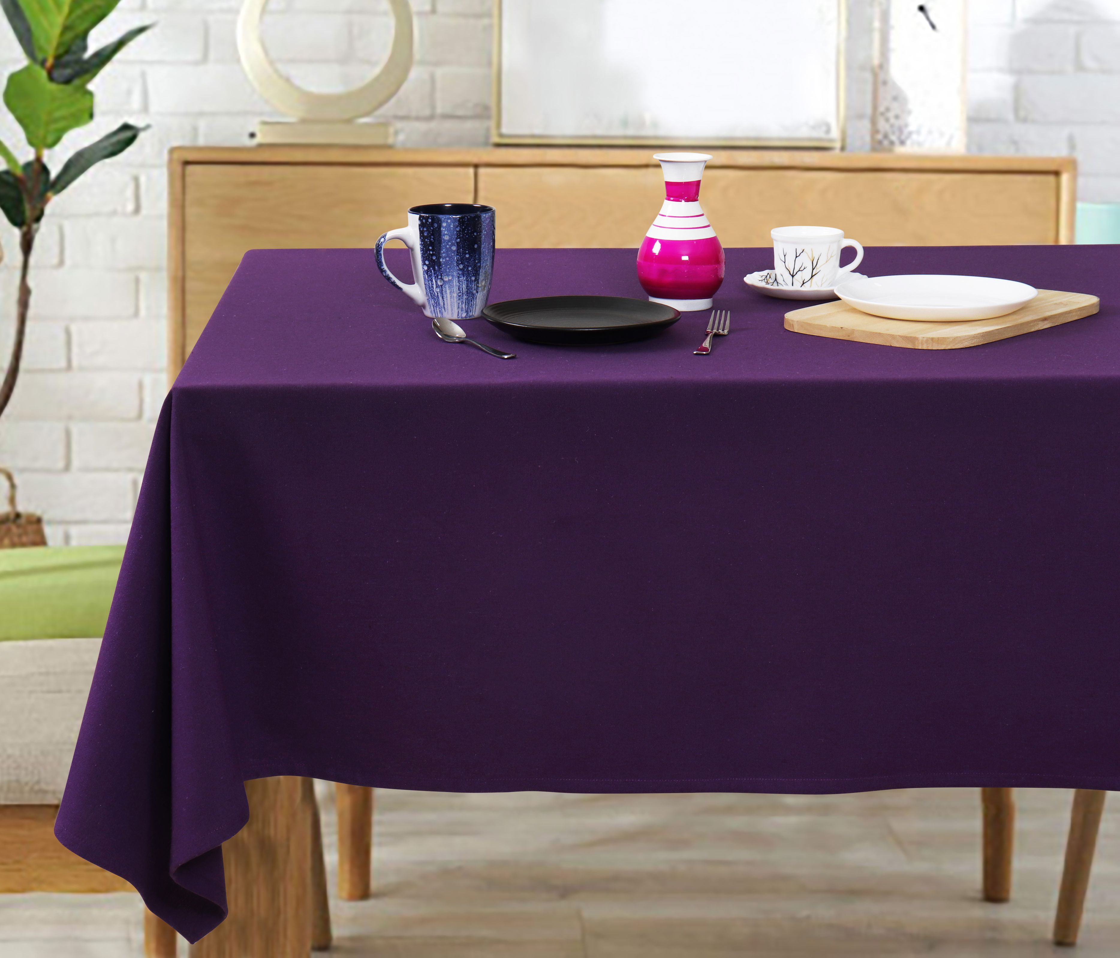 airwill Cotton 4 Seater Solid Table Cover-picture-19