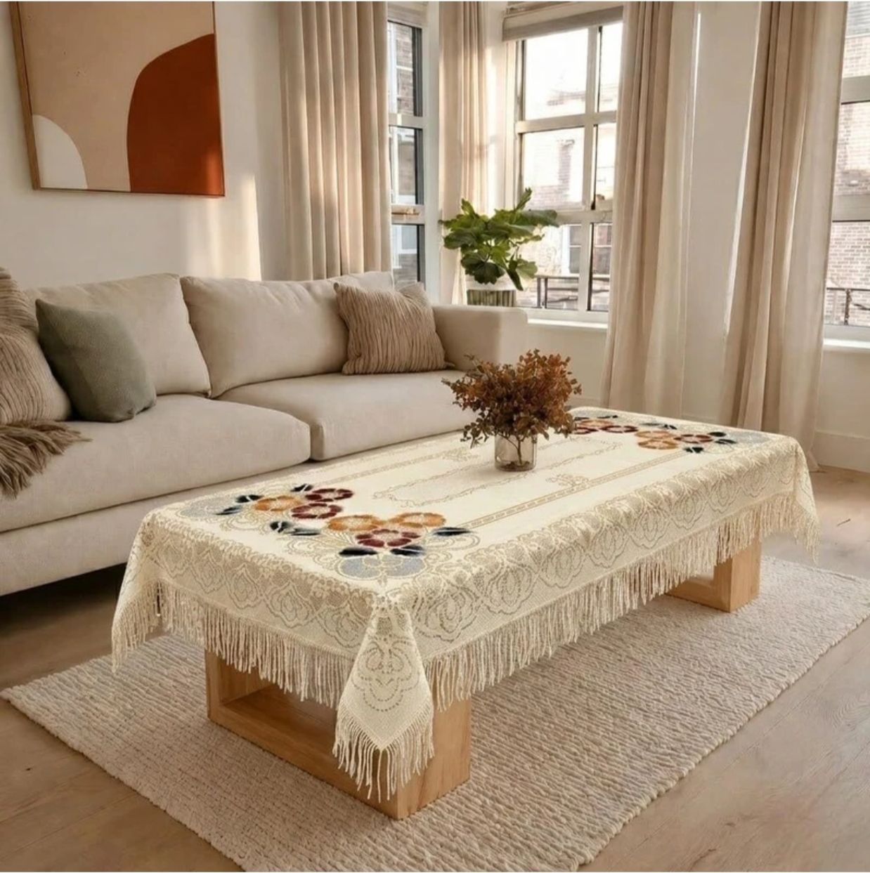 Cotton 4 Seater Floral Table Cover-image-14