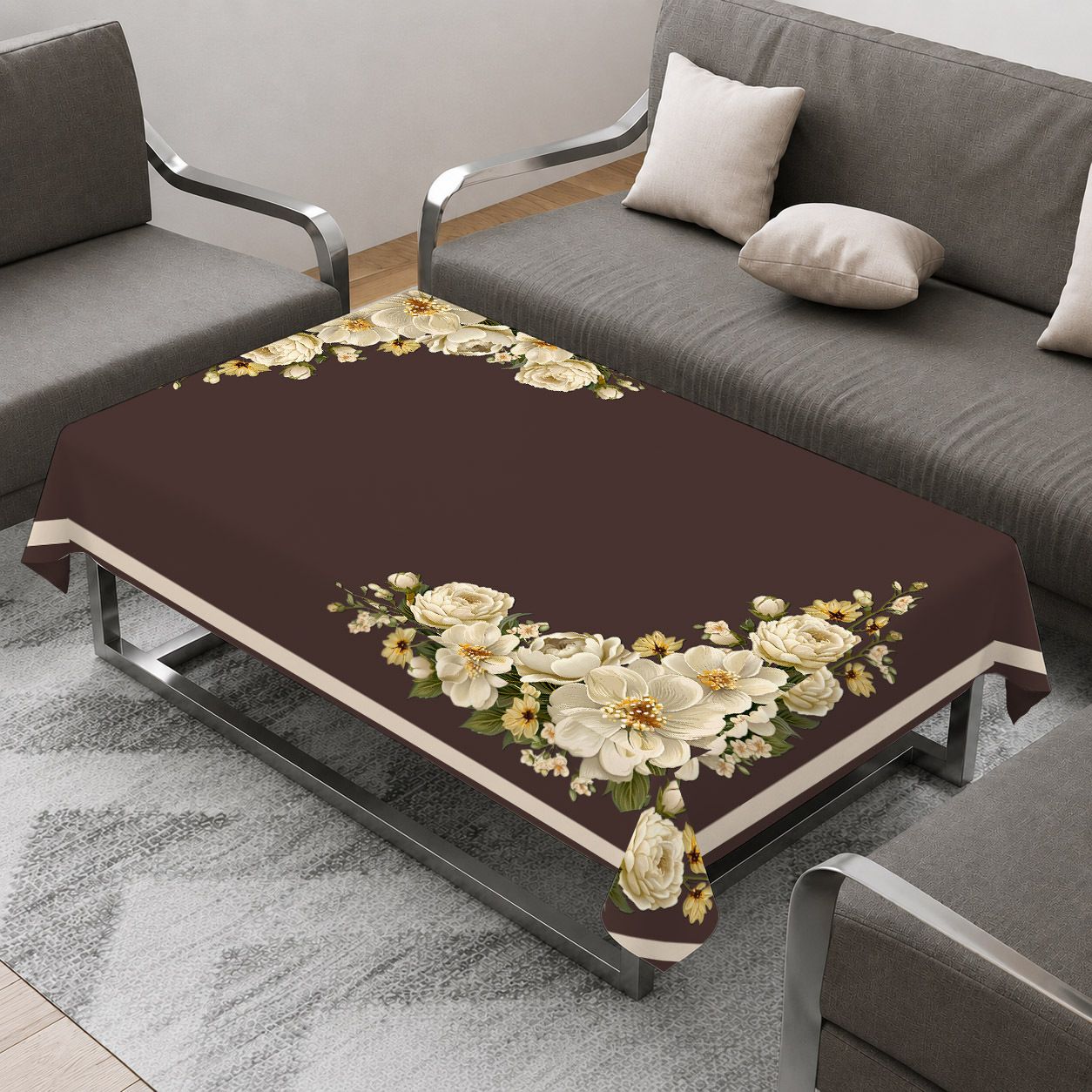 ivaza Velvet 4 Seater Printed Table Cover-picture-25