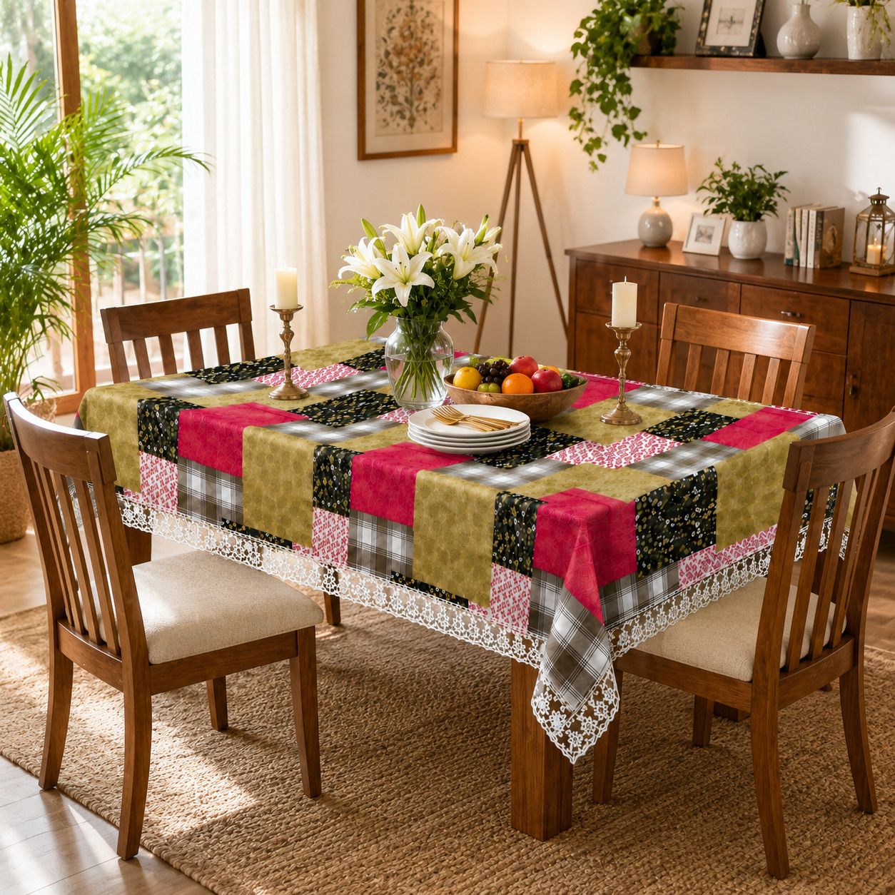 wani Plastic, PVC 4 Seater Printed Table Cover-picture-7