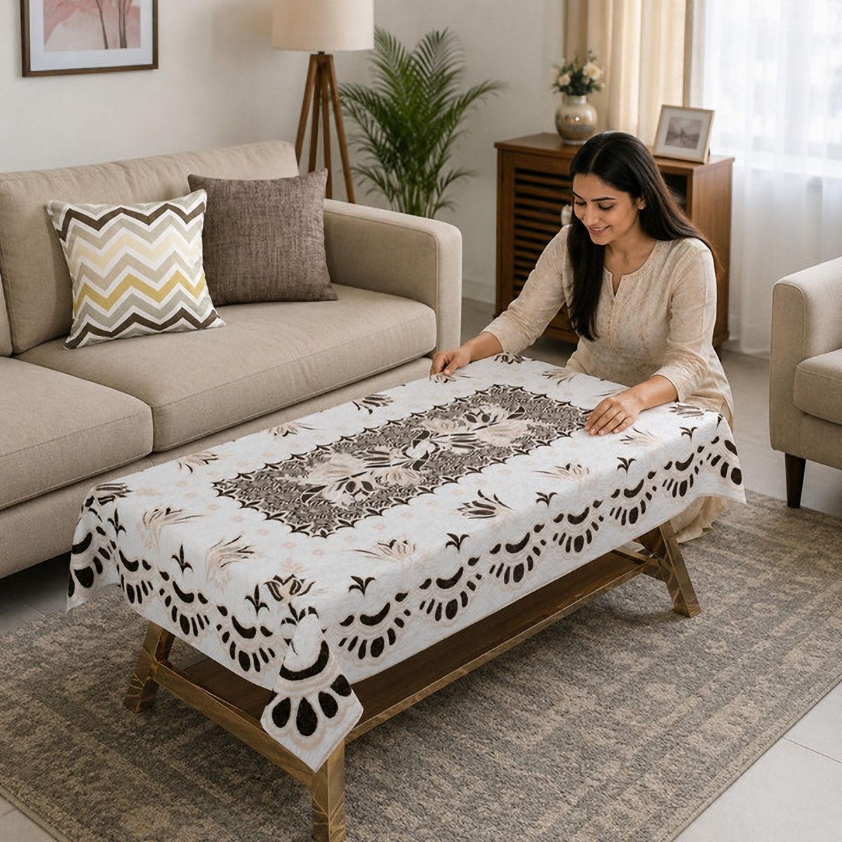 tijane Polyester 4 Seater Floral Table Cover-picture-46