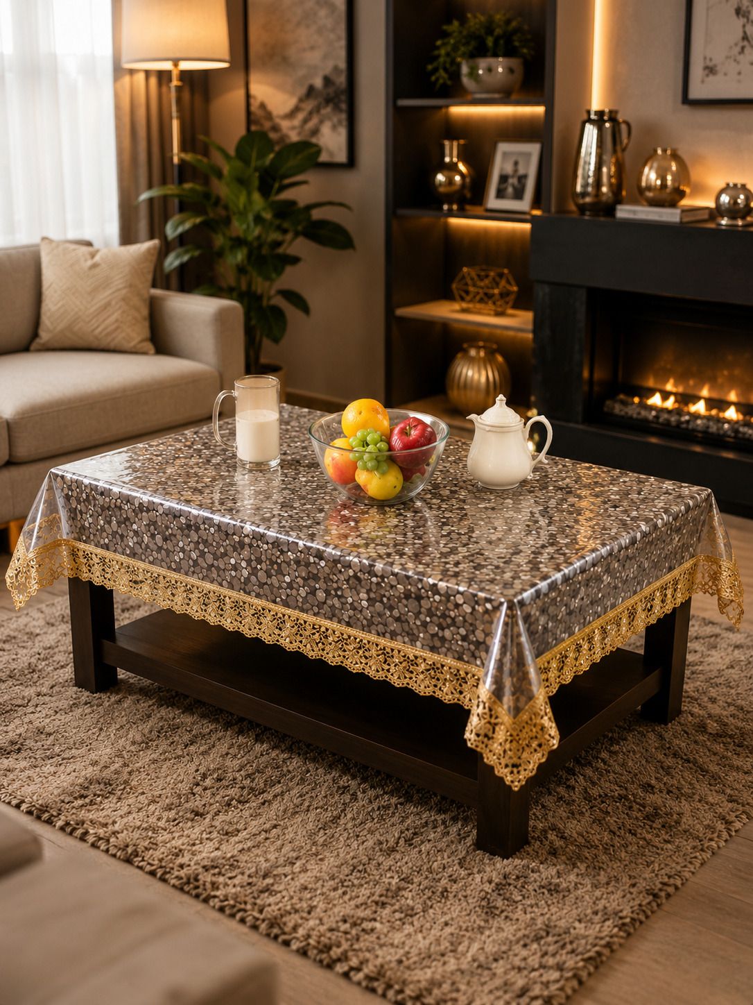 blbe diamond Plastic 4 Seater Floral Table Cover-picture-43