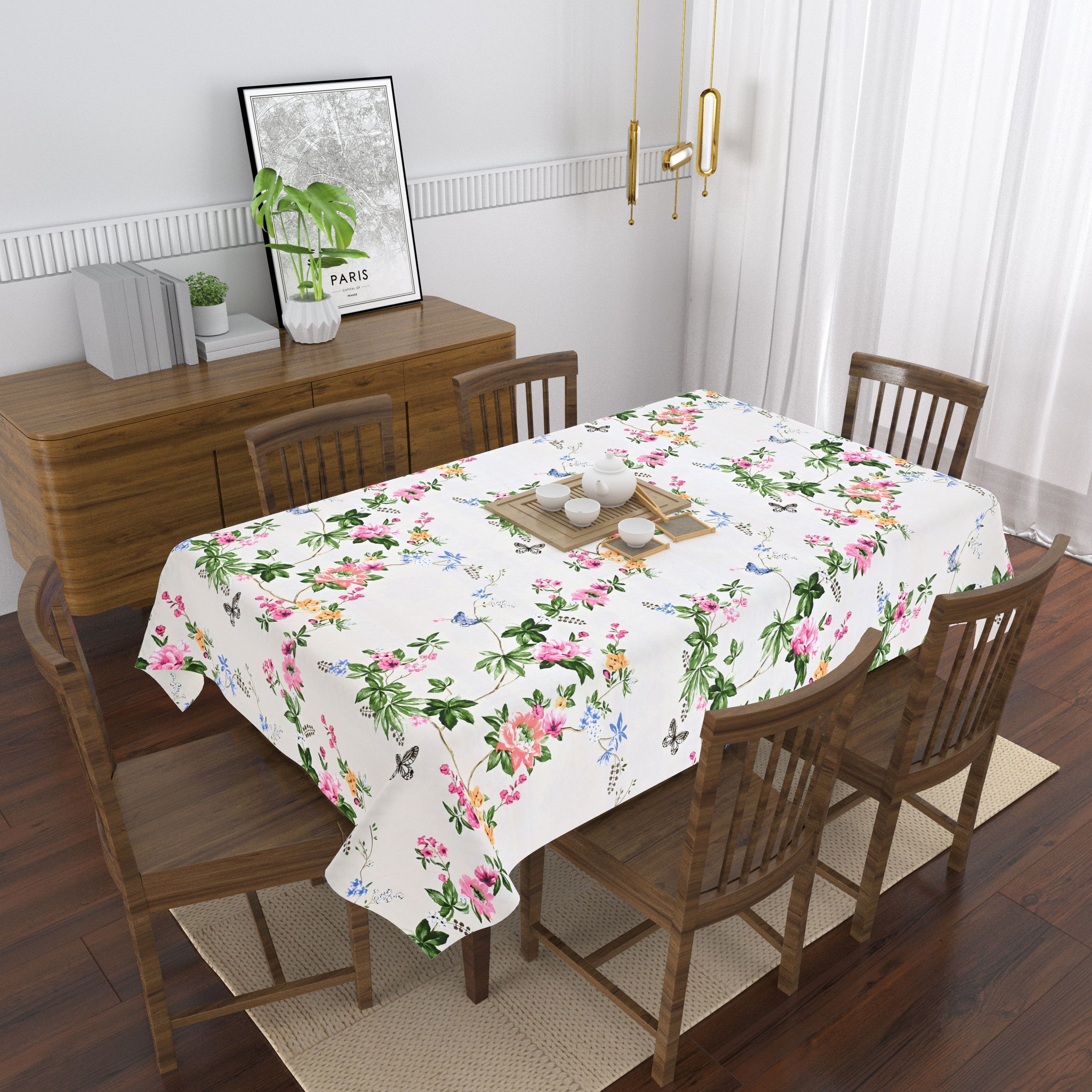 Cotton, Polyester 6 Seater Printed Table Cover-image-21