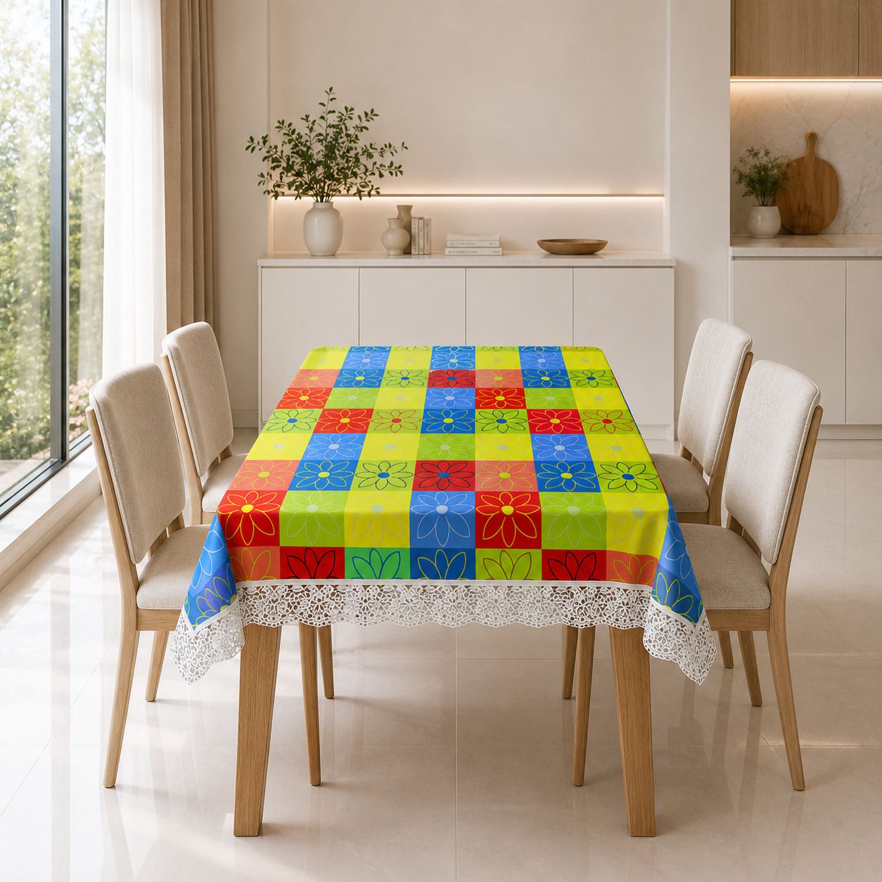 wani Plastic, PVC 4 Seater Floral Table Cover-picture-16
