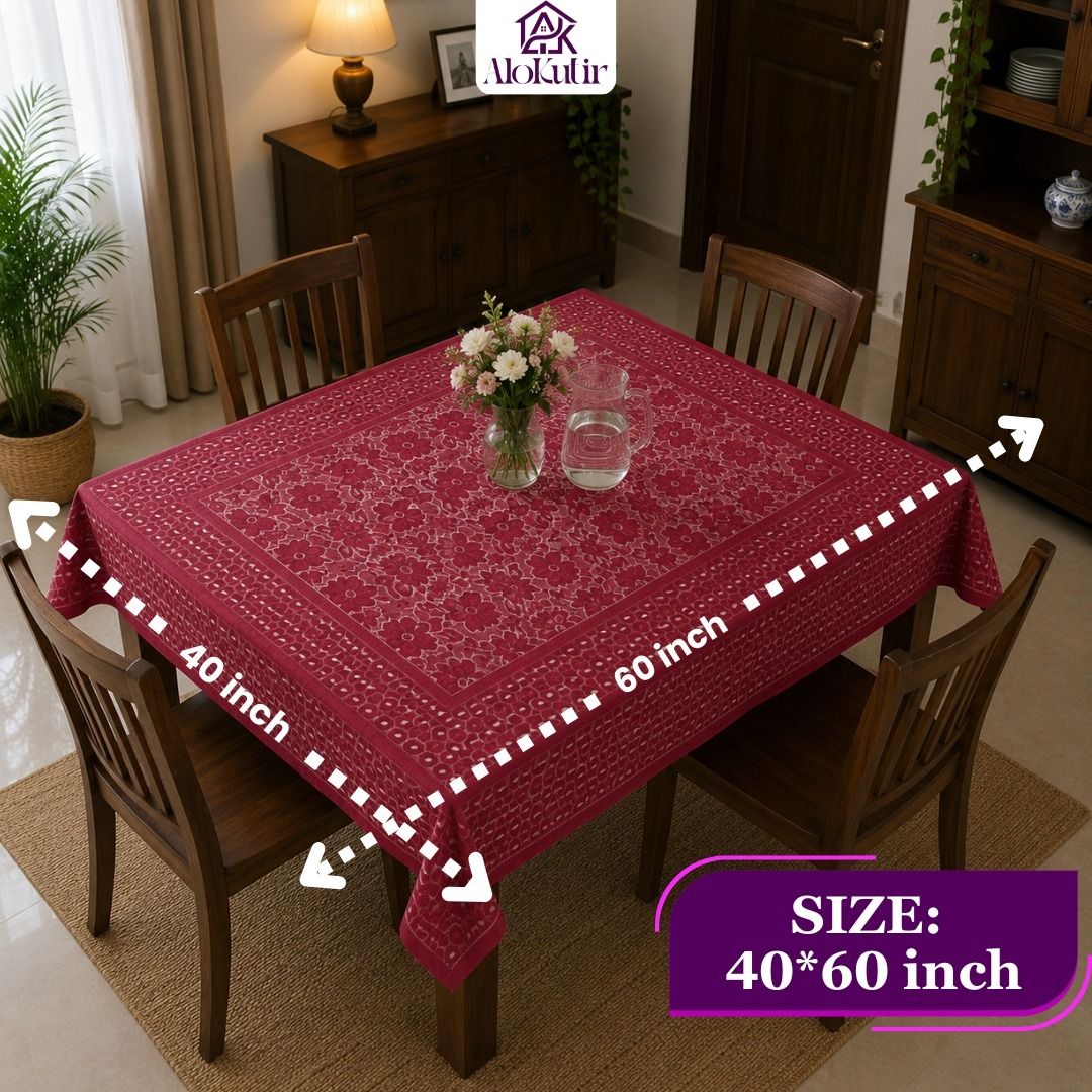 alokutir Cotton 4 Seater Floral Table Cover-picture-32