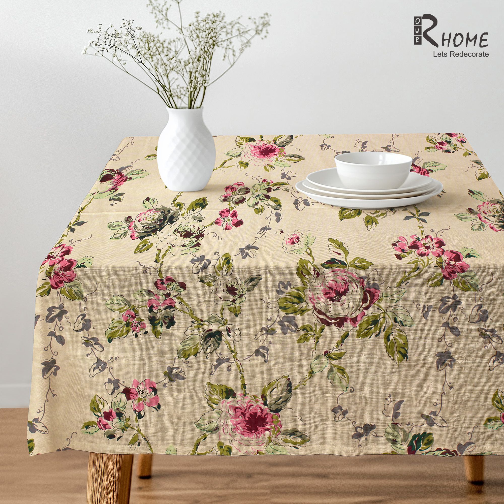 rhome Cotton 8 Seater Floral Table Cover-picture-44