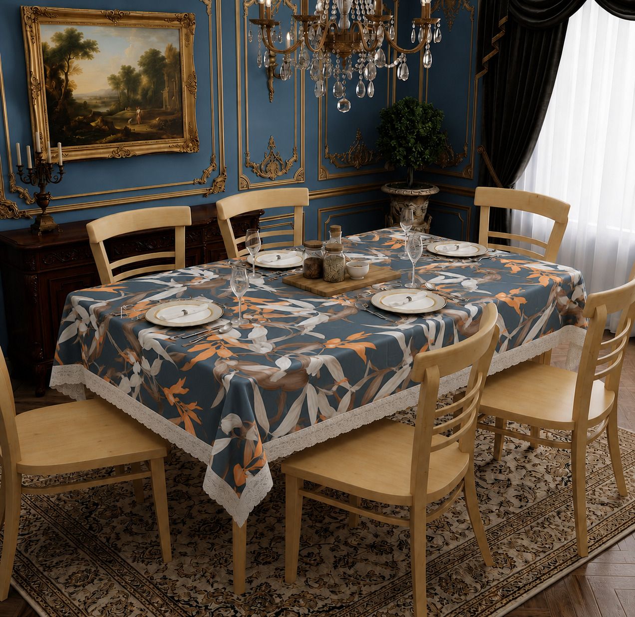 PVC 6 Seater Abstract Table Cover-image-42