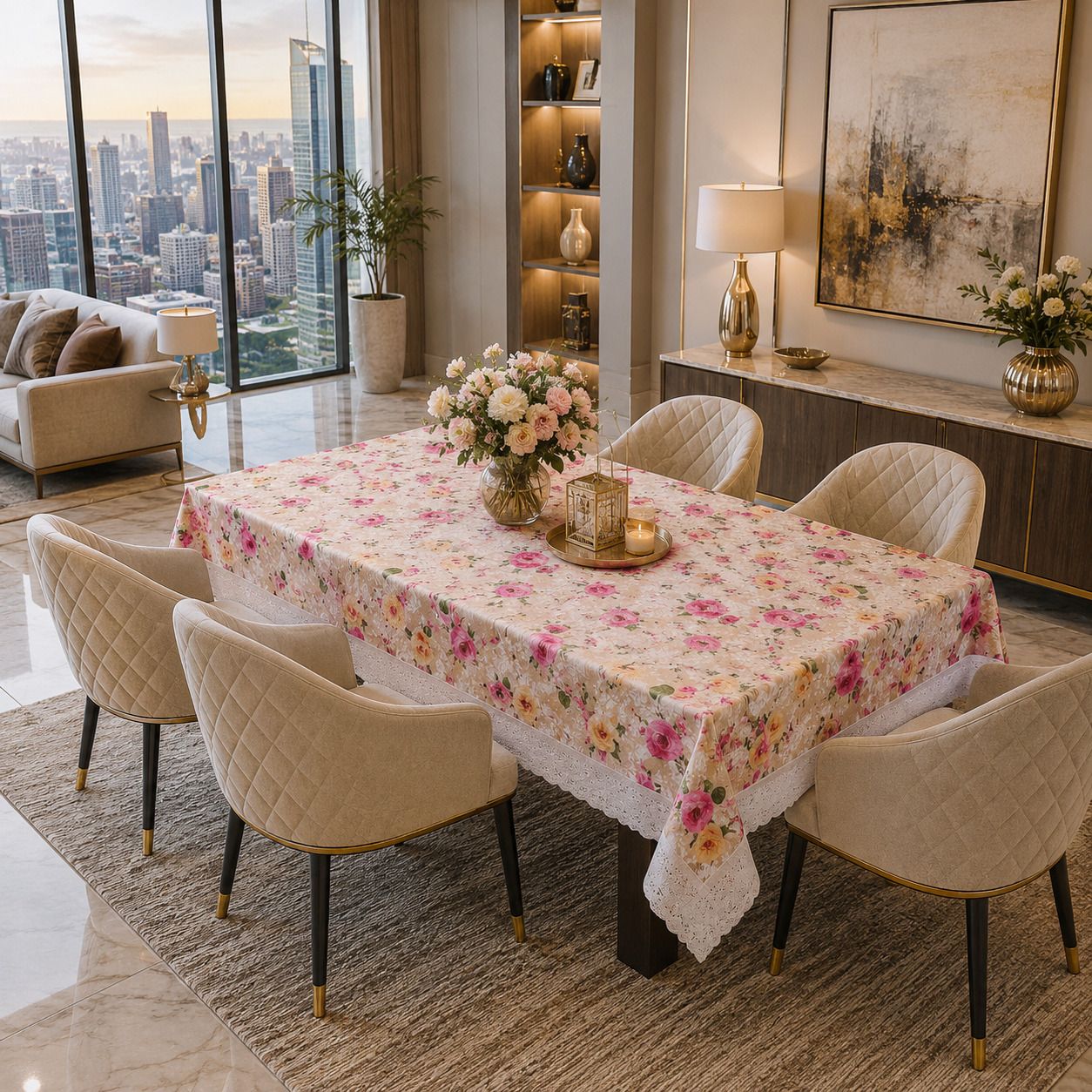 wani Plastic, PVC 6 Seater Floral Table Cover-picture-28
