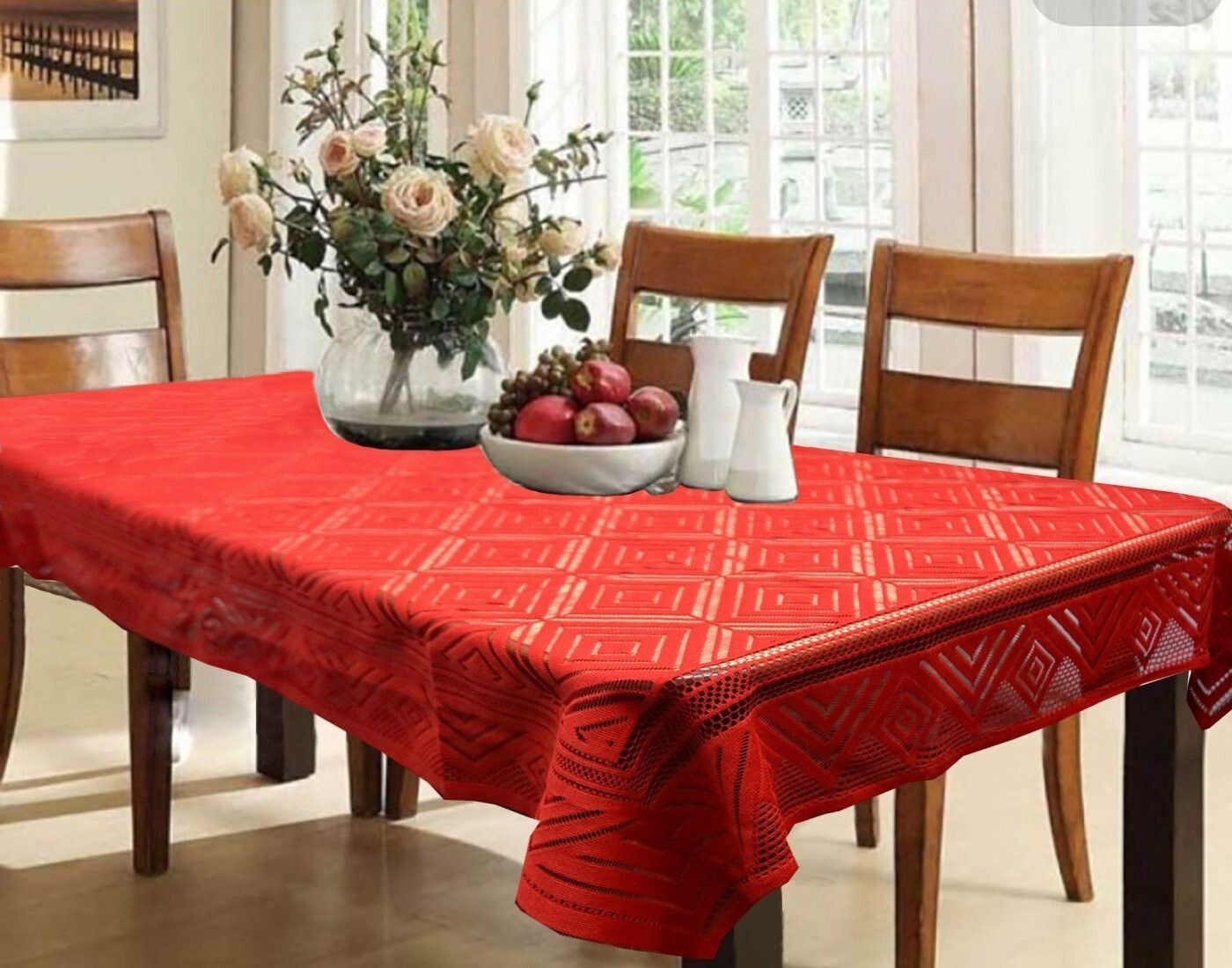 casa furnishing Self Design 6 Seater Table Cover-picture-10