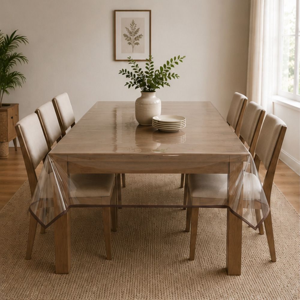 adakriti creation PVC 6 Seater Solid Table Cover-picture-45