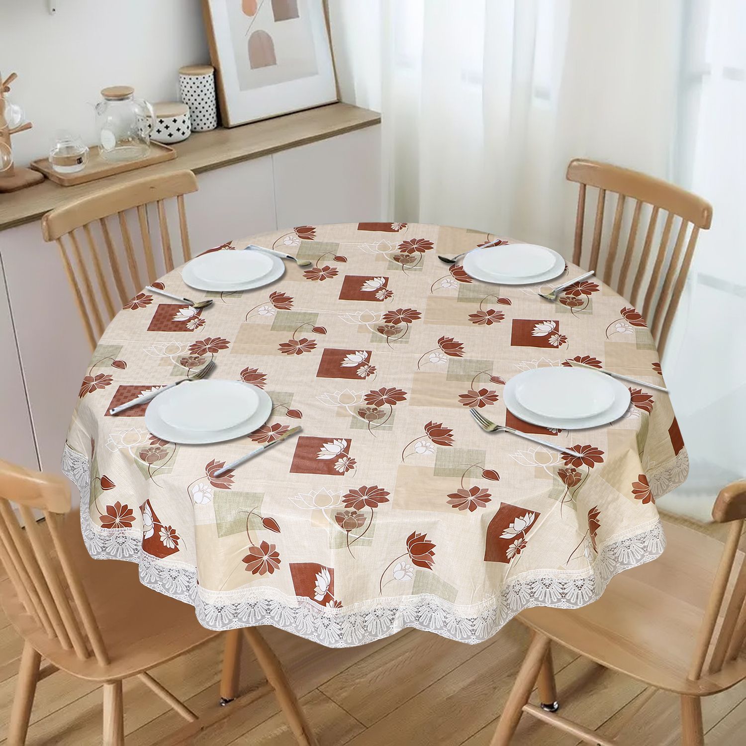 dakshya industries PVC 6 Seater Geometric Table Cover-picture-10