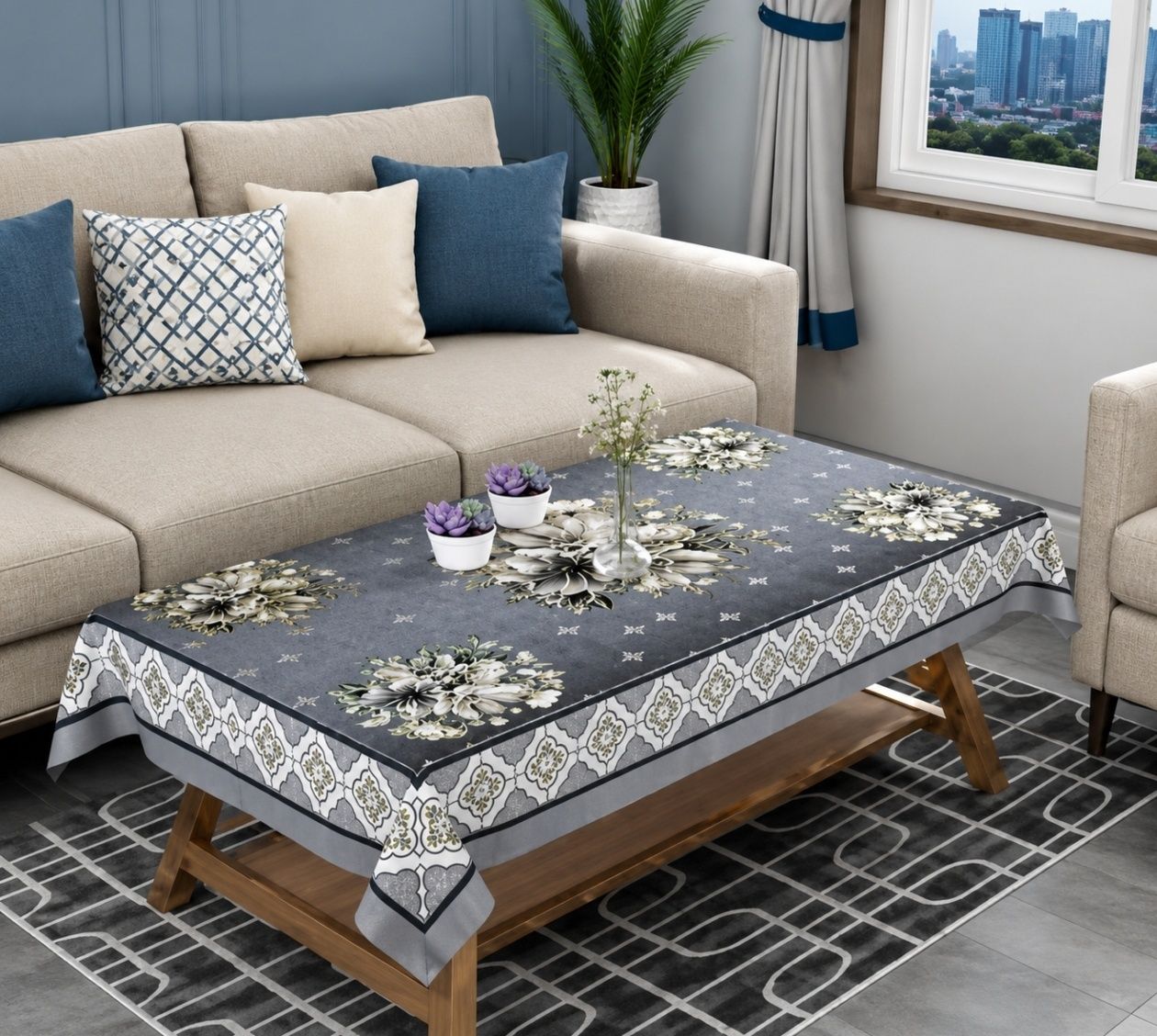 loomcraftstudio Polyester 4 Seater Printed Table Cover-picture-30