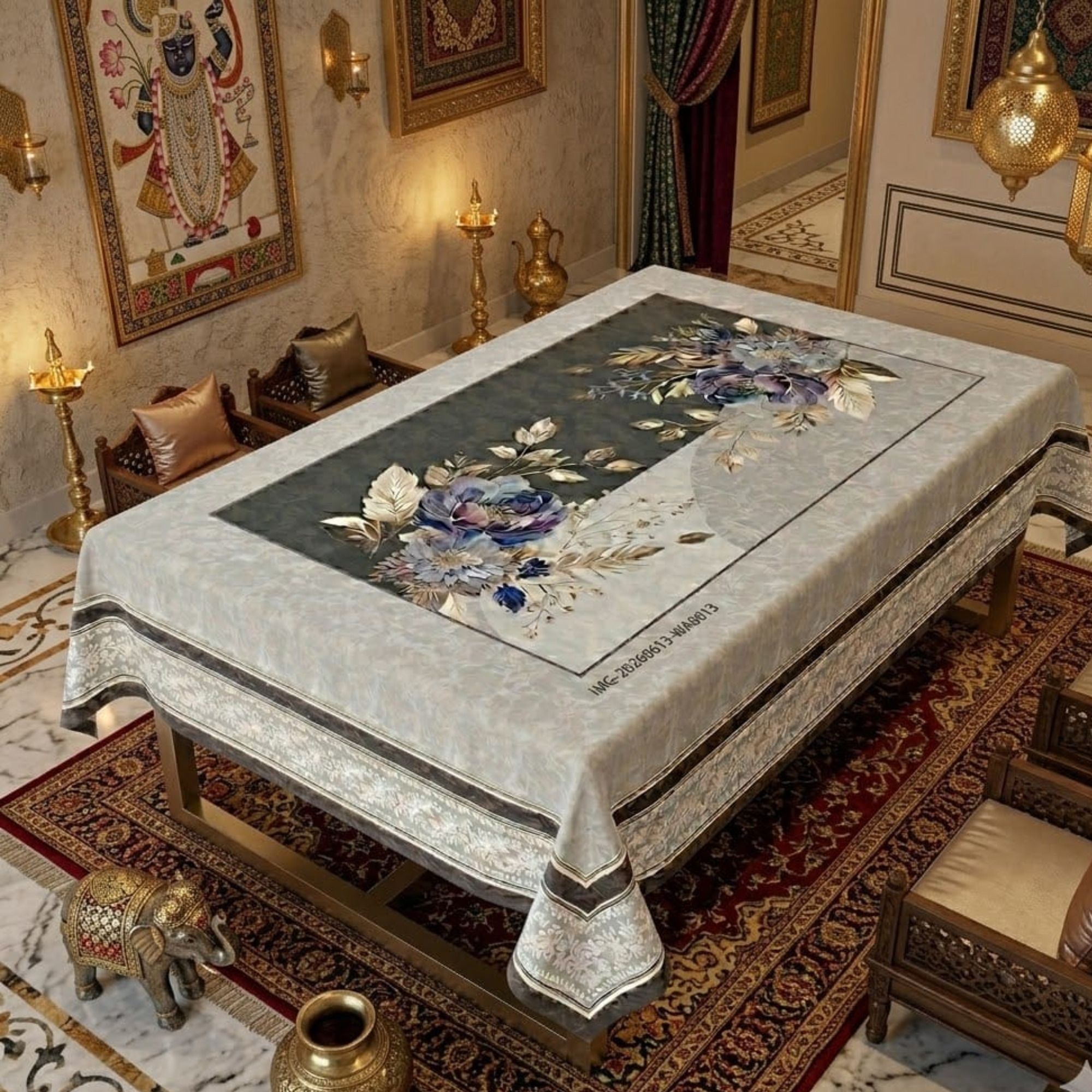 tarantaran Cotton, Velvet 4 Seater Printed Table Cover-picture-1