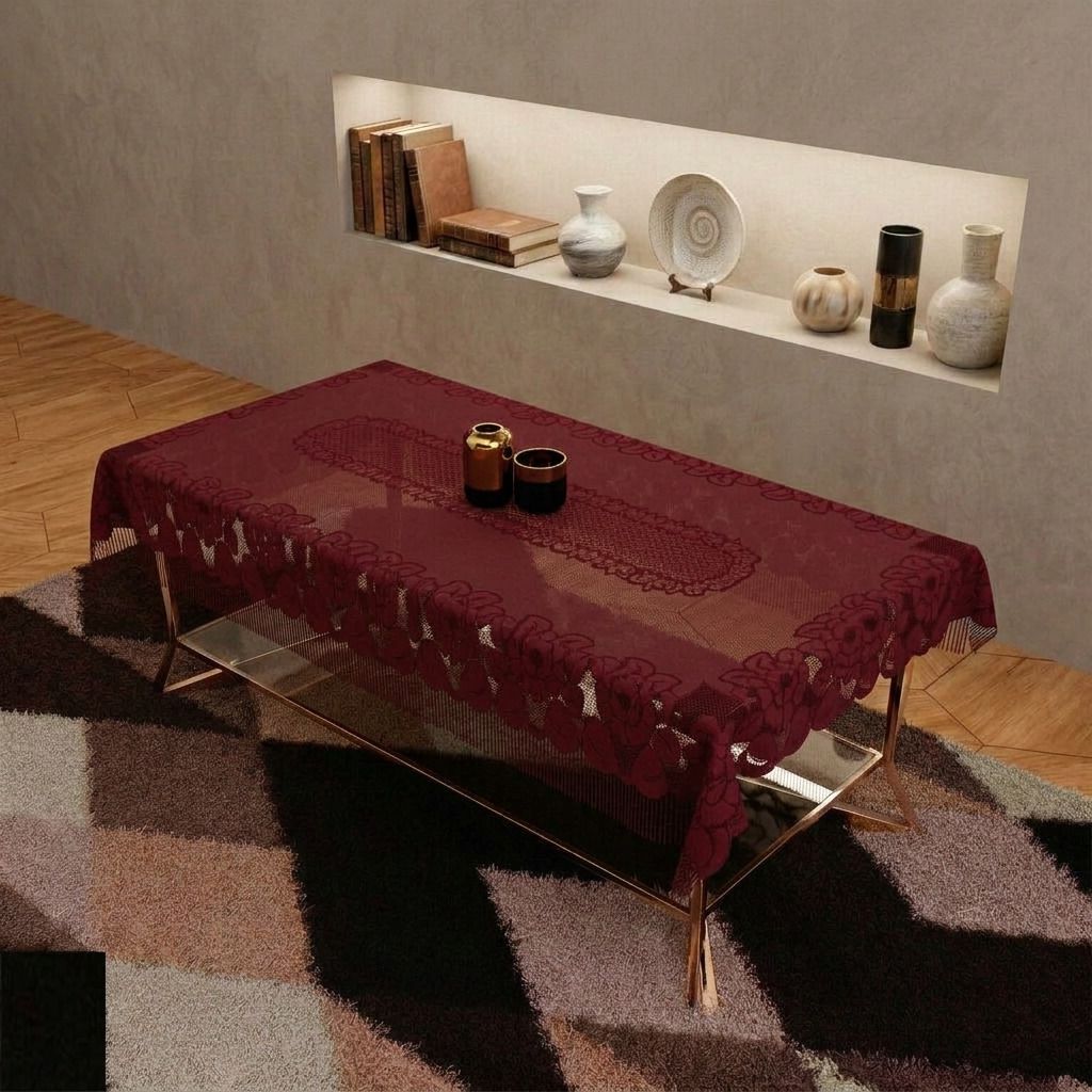 Cotton 4 Seater Self Design Table Cover-image-37