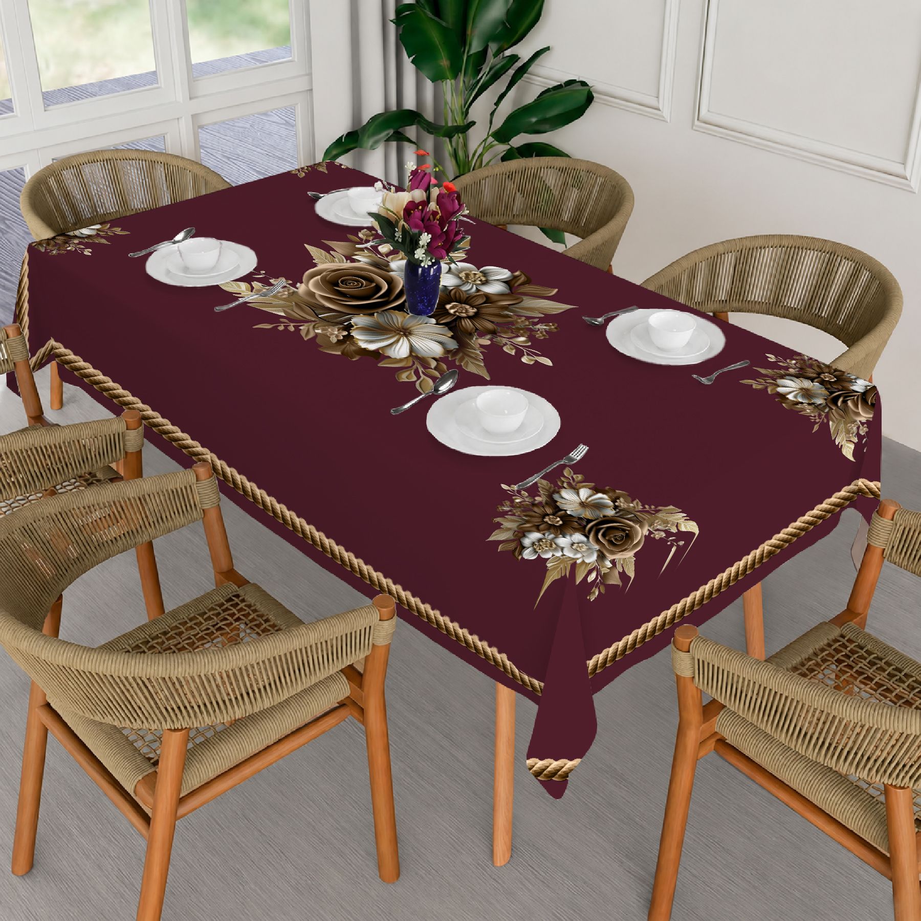 ivaza Velvet 6 Seater Printed Table Cover-picture-31
