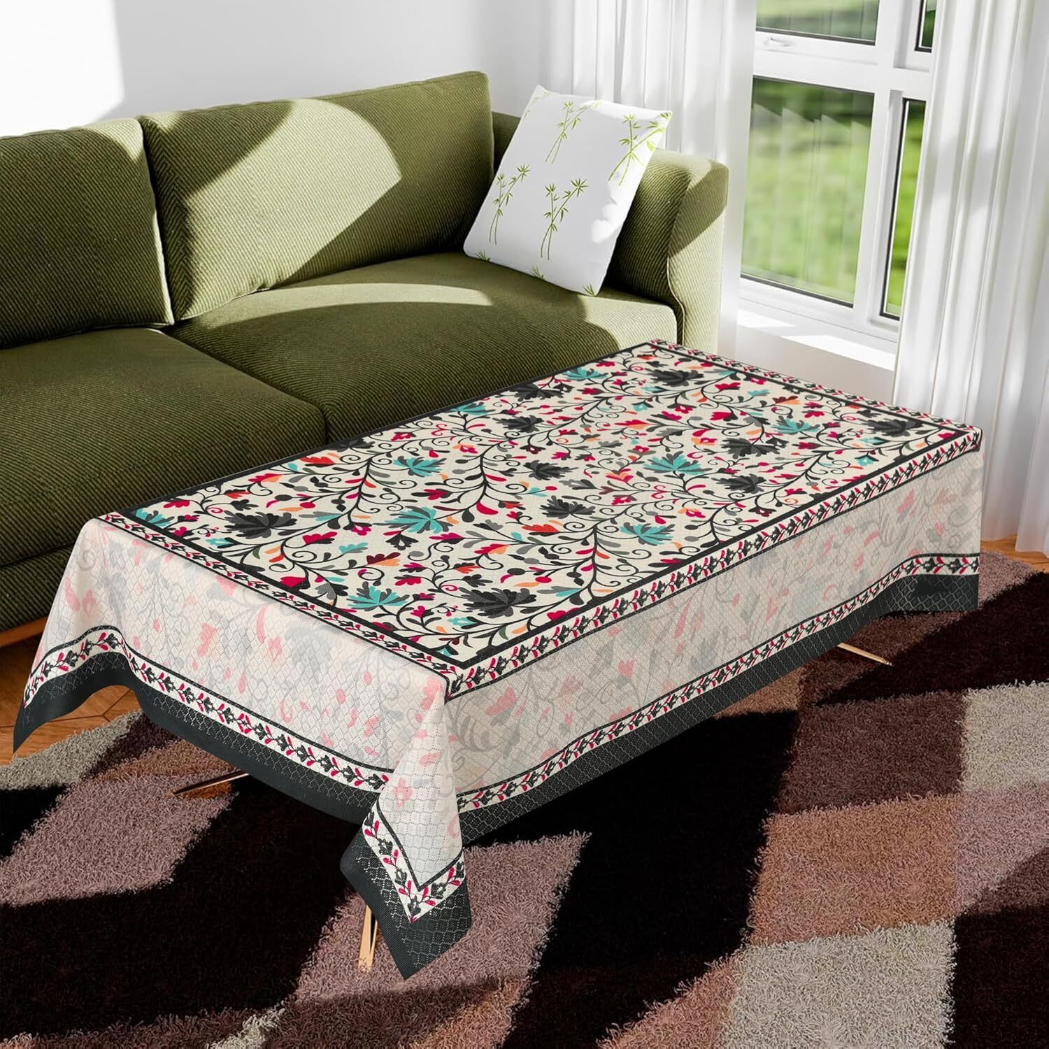 sidhi creations Velvet 4 Seater Floral, Printed Table Cover-picture-13