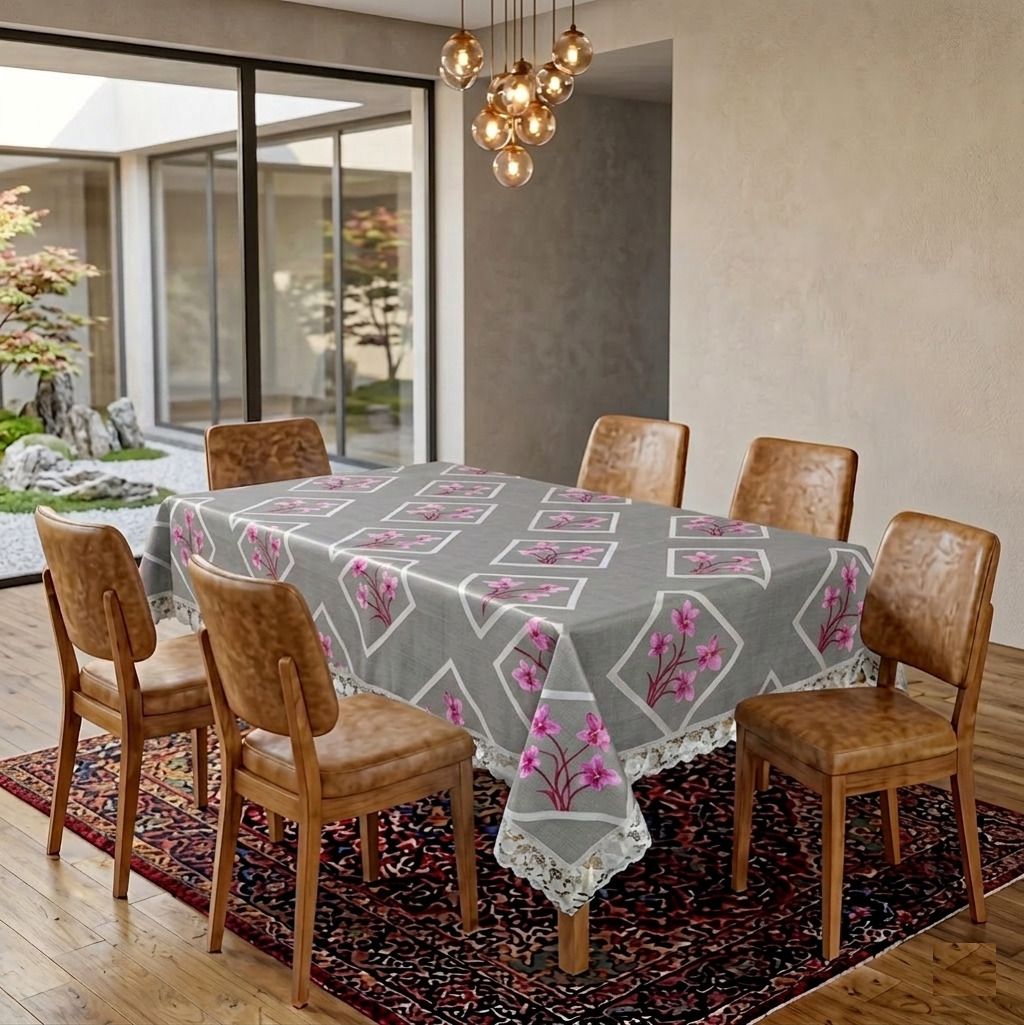 casa furnishing PVC 6 Seater Floral Table Cover-picture-47
