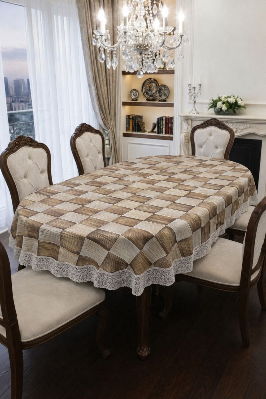 univara PVC, Plastic 6 Seater Damask, Graphic Table Cover-picture-29