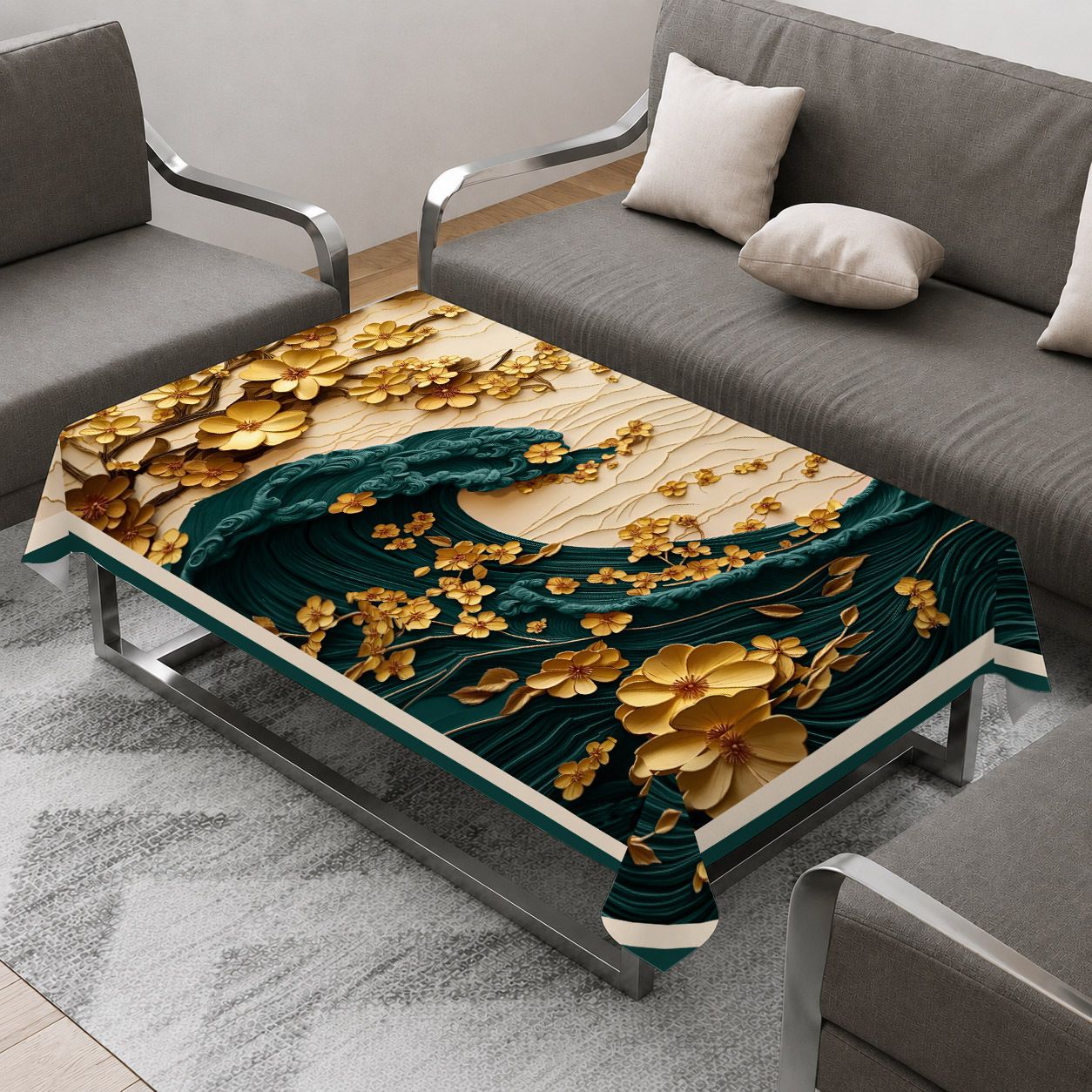 ivaza Velvet 4 Seater Printed Table Cover-picture-27