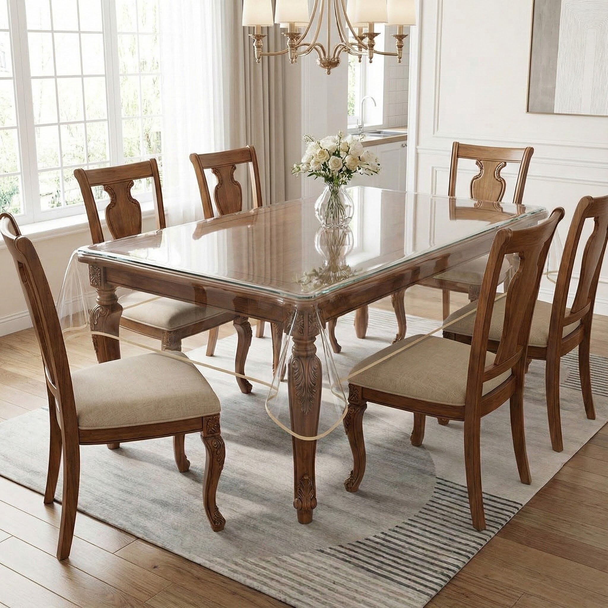 zyraan decor PVC 6 Seater Solid Table Cover-picture-21