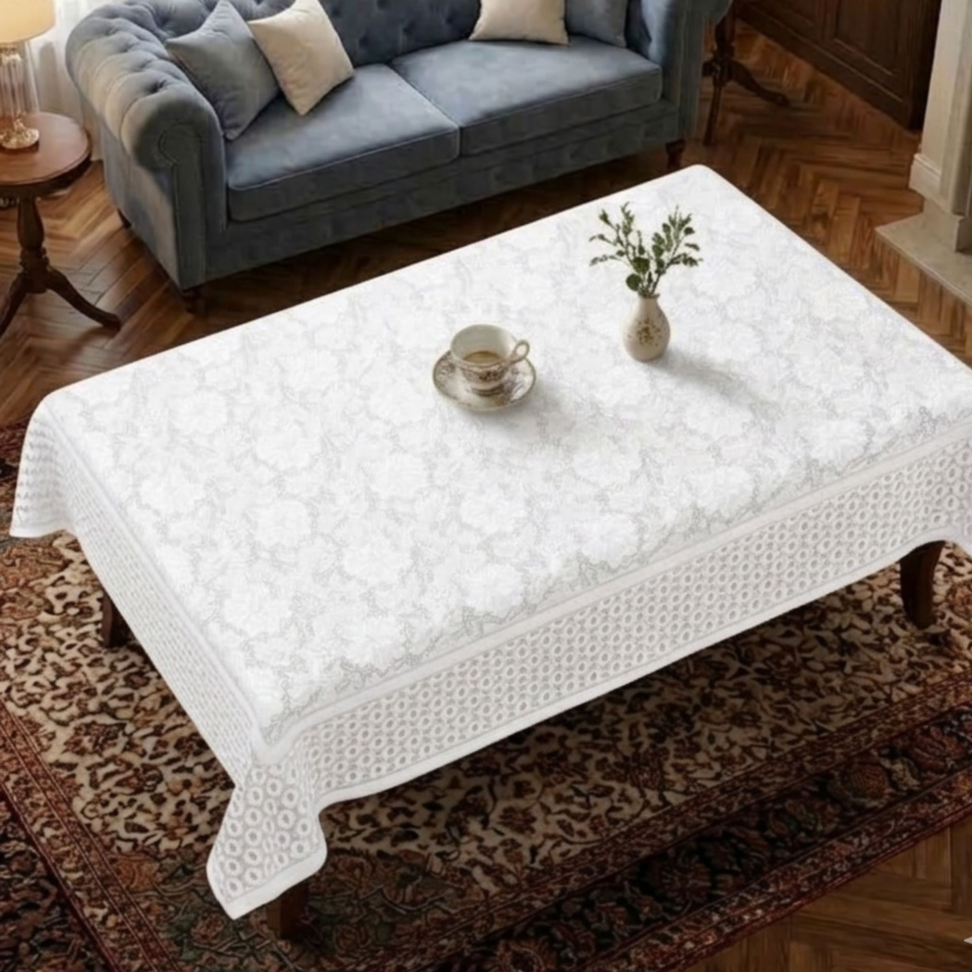 kvc Cotton, Polyester, Silk 4 Seater Printed Table Cover-picture-26