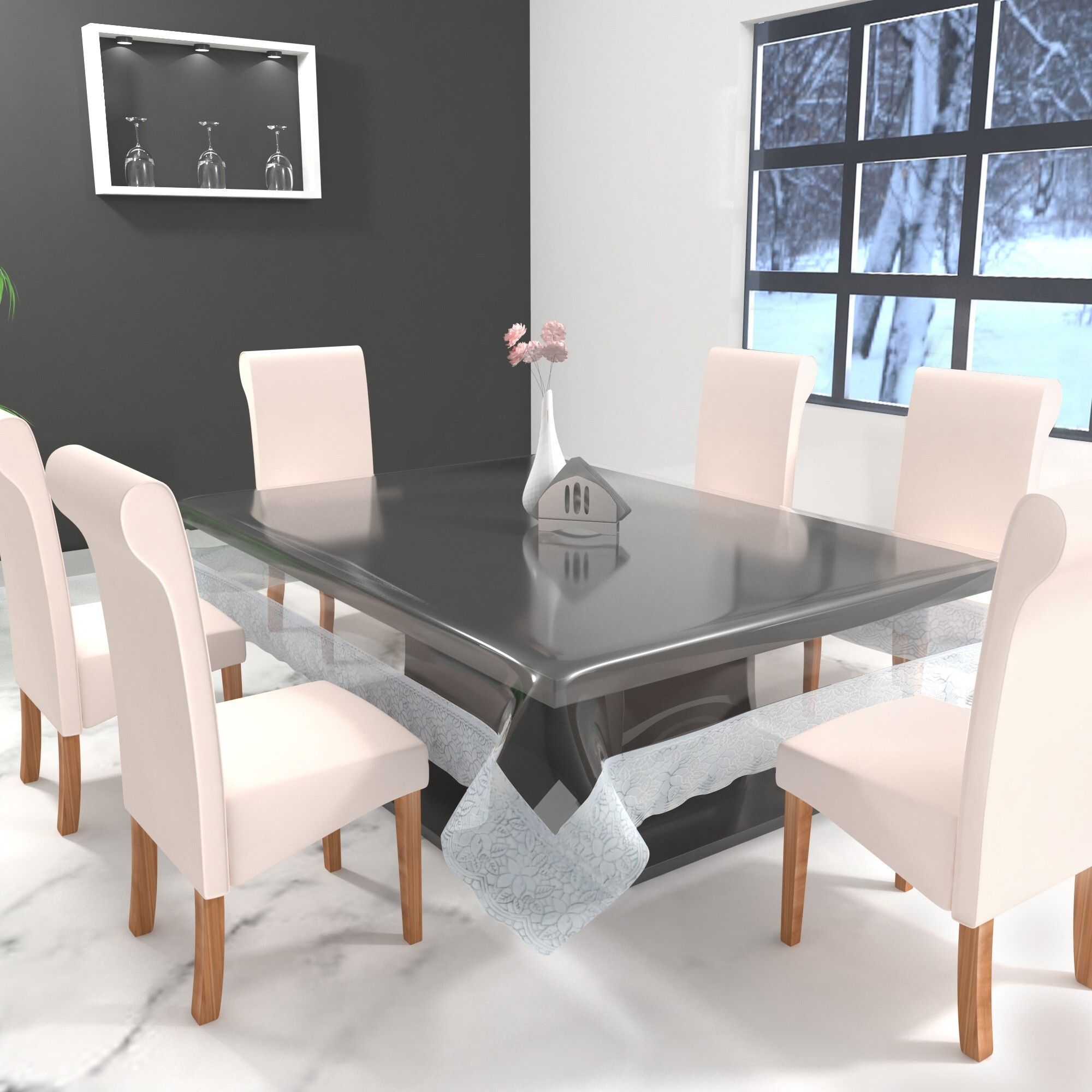 casa furnishing Solid 6 Seater Table Cover-picture-15