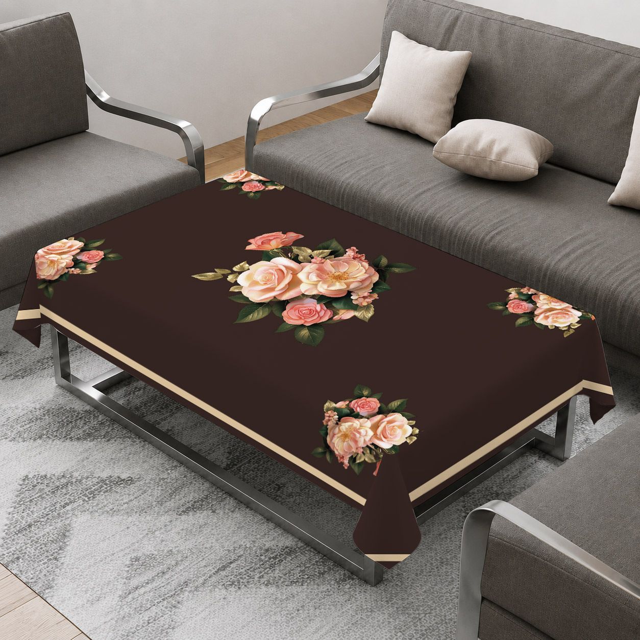 Velvet 4 Seater Printed Table Cover-image-19