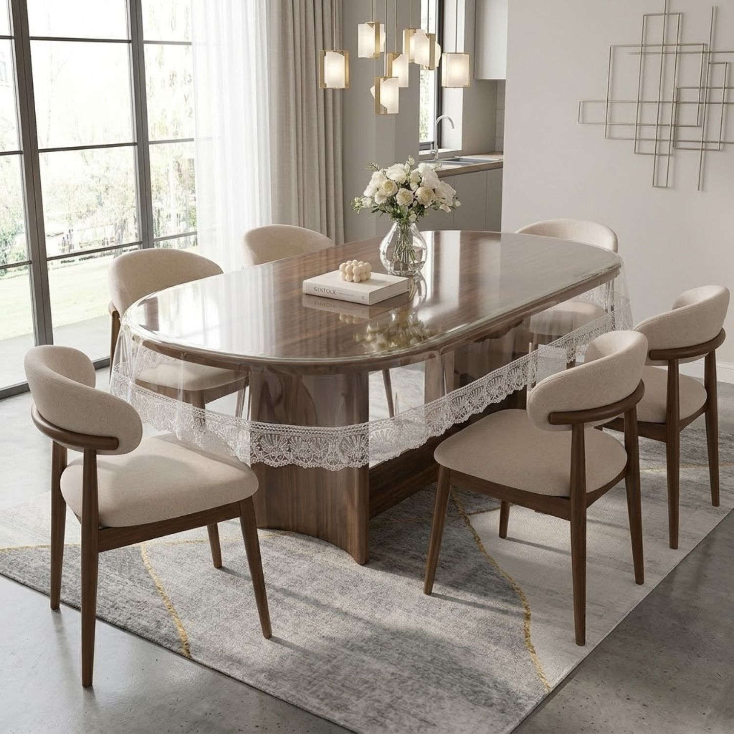 gharvera PVC 6 Seater Solid Table Cover-picture-22