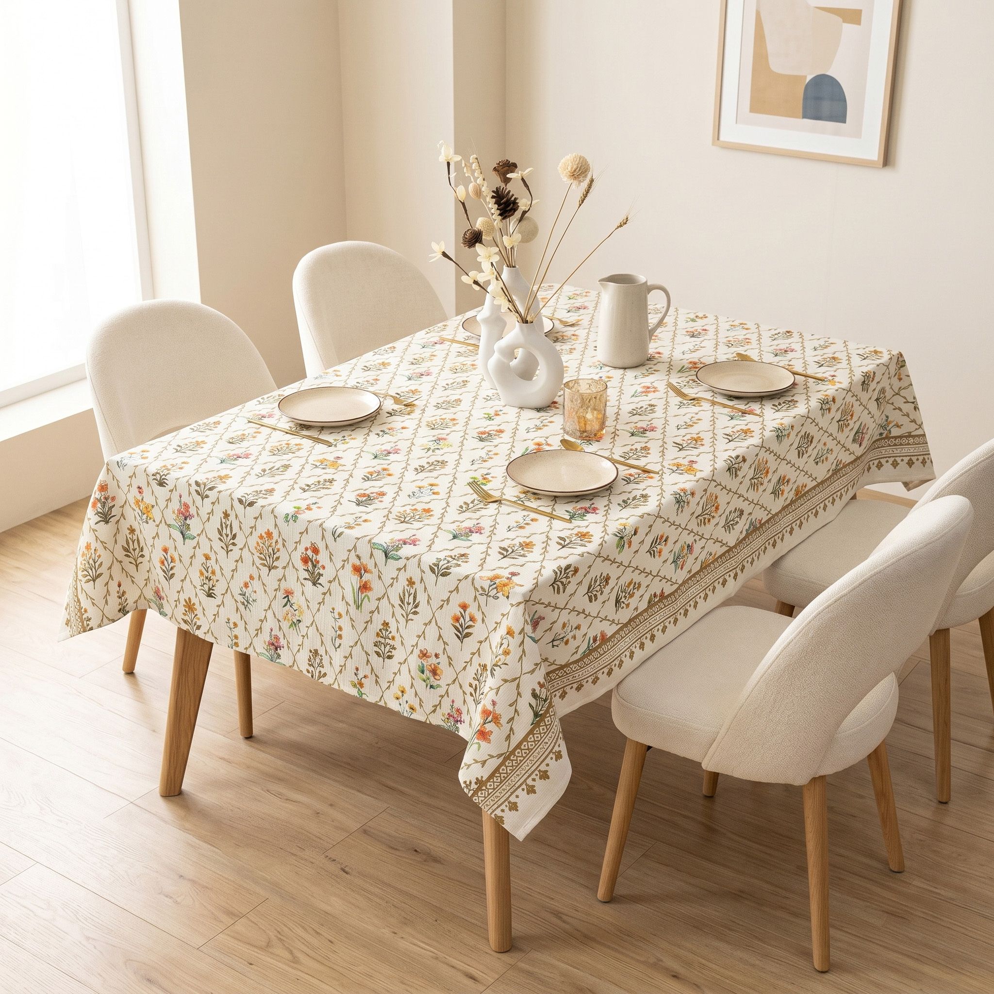 rhome Polyester 4 Seater Floral Table Cover-picture-29